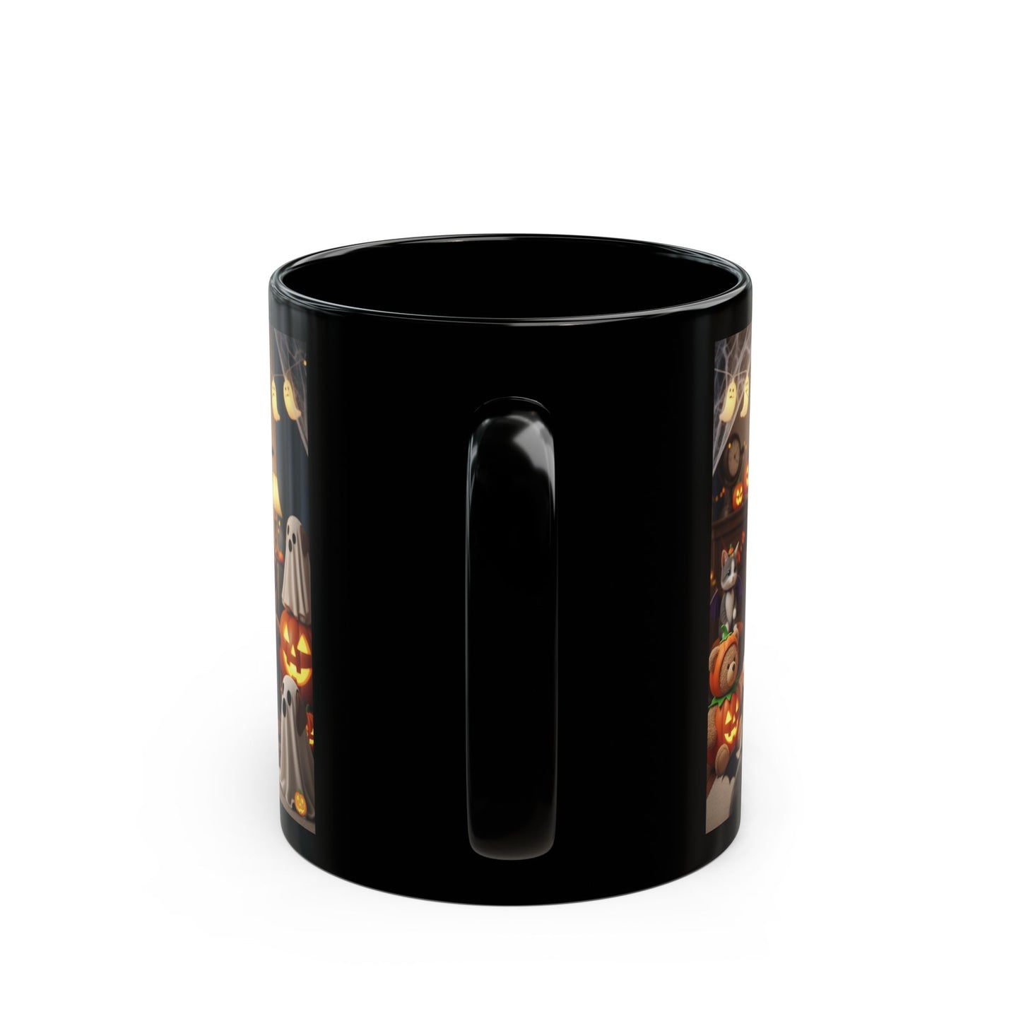 Halloween Cat Mug, Cozy Black Mug, Cute Pet Mug Gift, Animal Lover's Coffee Cup, Happy Howloween Design