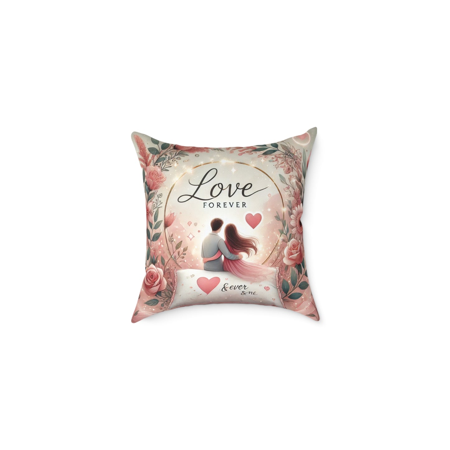 Love Forever Square Poly Canvas Pillow – Romantic Home Decor