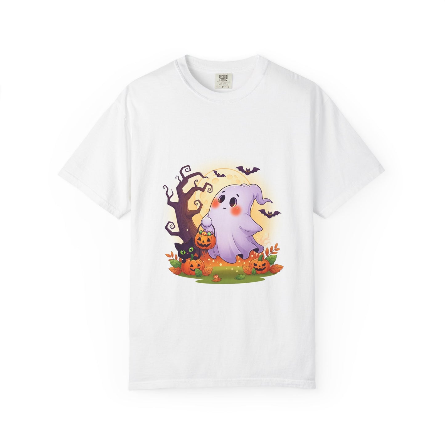 Halloween Ghost T-Shirt - Cute Unisex Garment-Dyed Tee, Perfect for Fall, Trick or Treat, Spooky Season, Autumn Celebrations