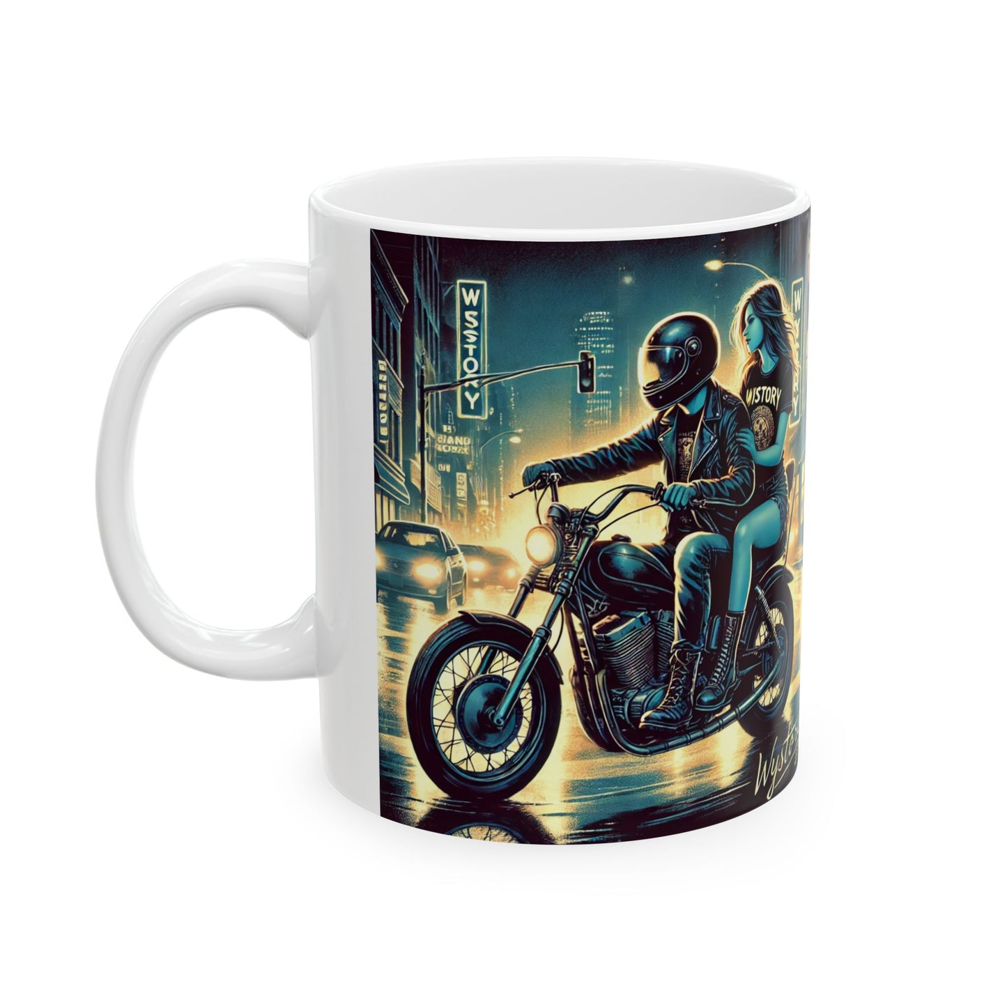 Vintage Motorcycle Ceramic Mug - 11oz & 15oz - Perfect for Bikers & Night Owls