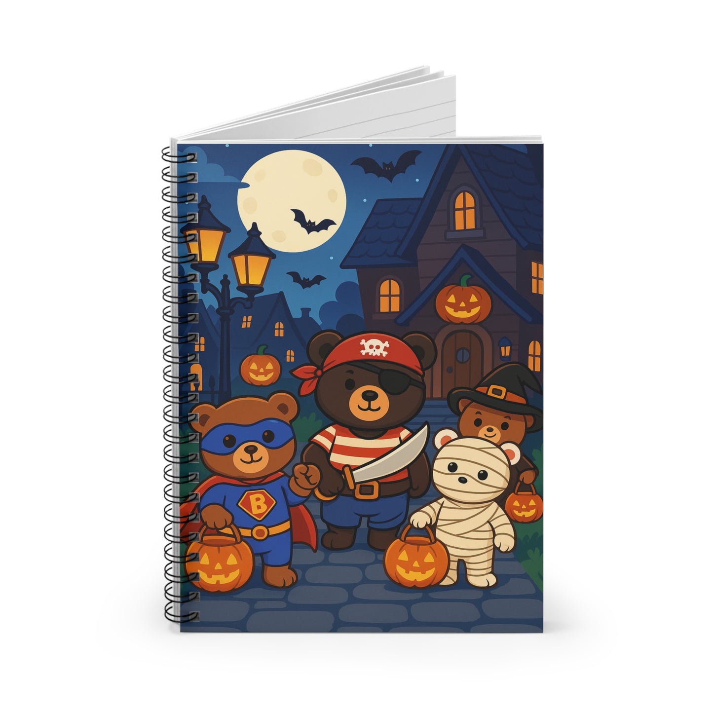 Halloween Bear Spiral Notebook - Cute Costume Design, Perfect for Kids, Journaling, School Supplies, Gift for Halloween