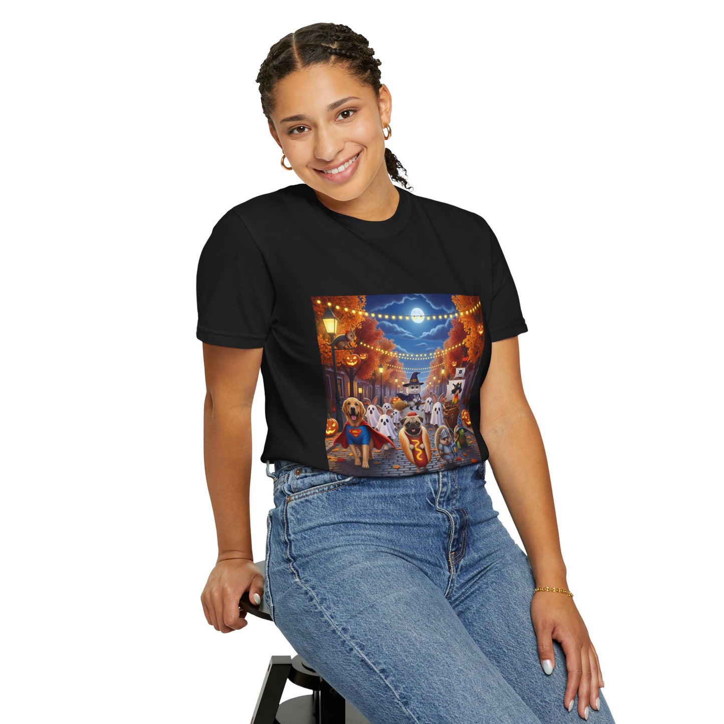 Halloween Dog Parade T-shirt, Unisex Funny Spooky Shirt, Pet Lover Gift, Fall Festival Apparel, Halloween Costume Tee