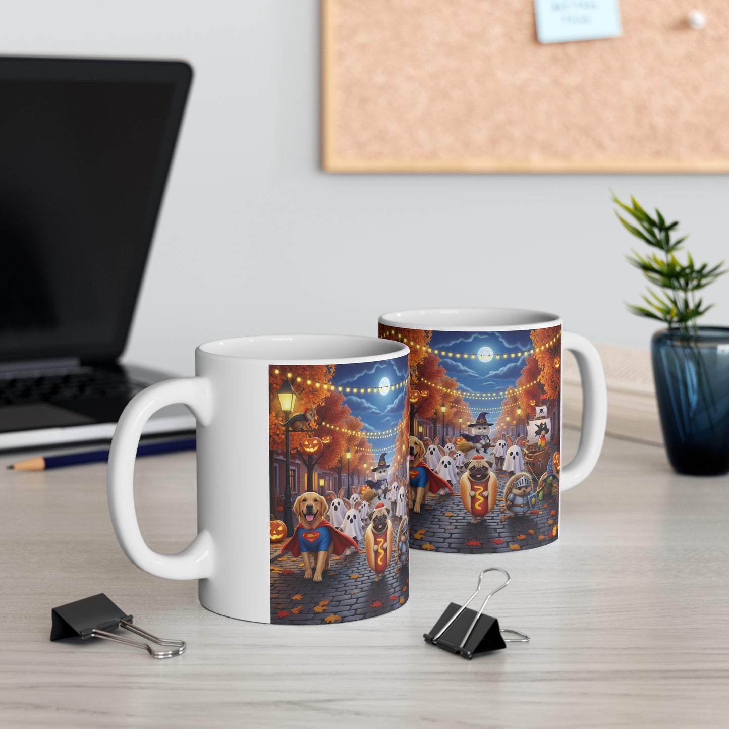 Halloween Dog-Themed Mug, Fun Autumn Sip, Gift for Dog Lovers, Cozy Fall Decor, Cute Pet Mug, 11oz Halloween Coffee Cup