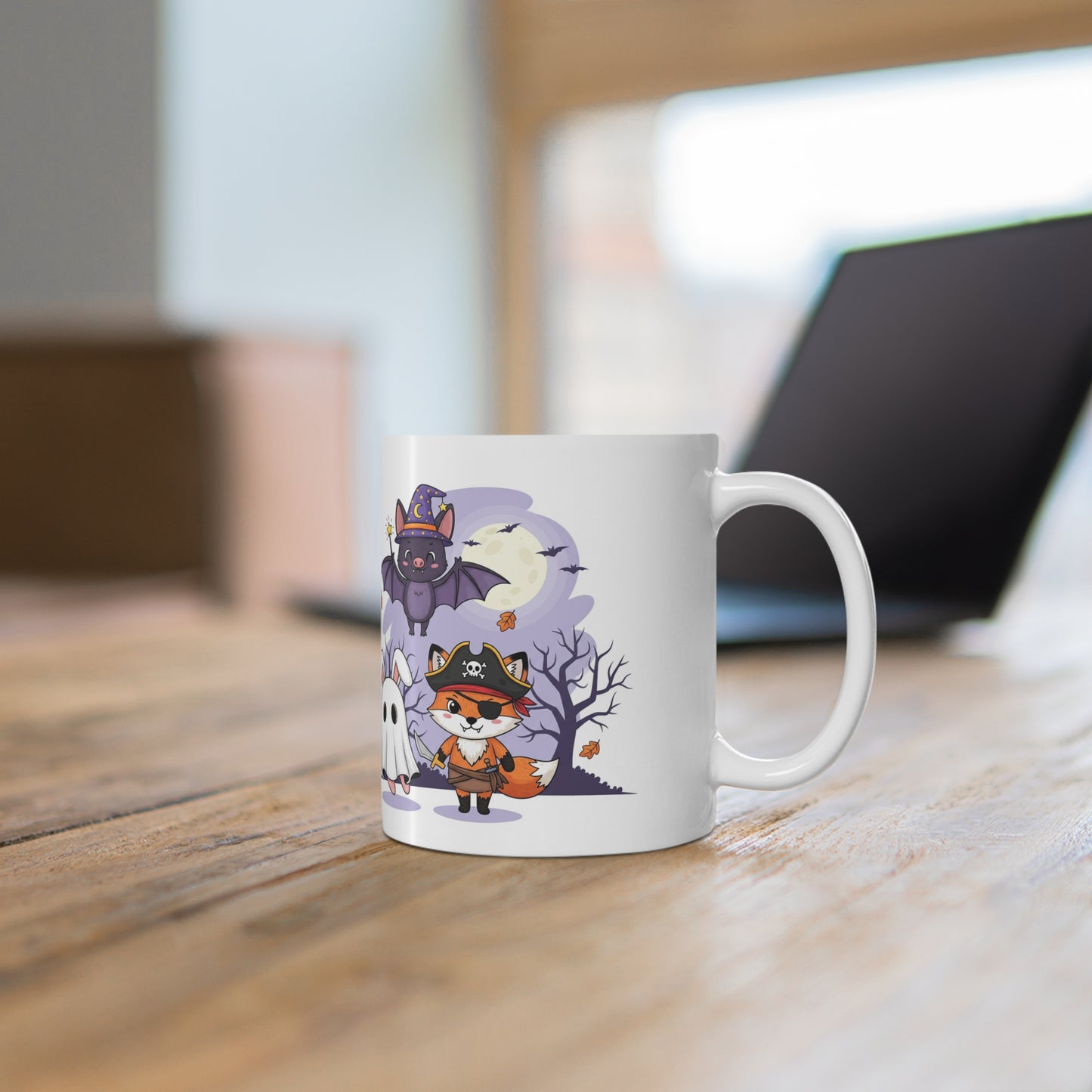 Whimsical Halloween Mug, Cute Animal Characters Coffee Cup, Autumn Drinkware, Trick-or-Treat Gift, Spooky Season Decor