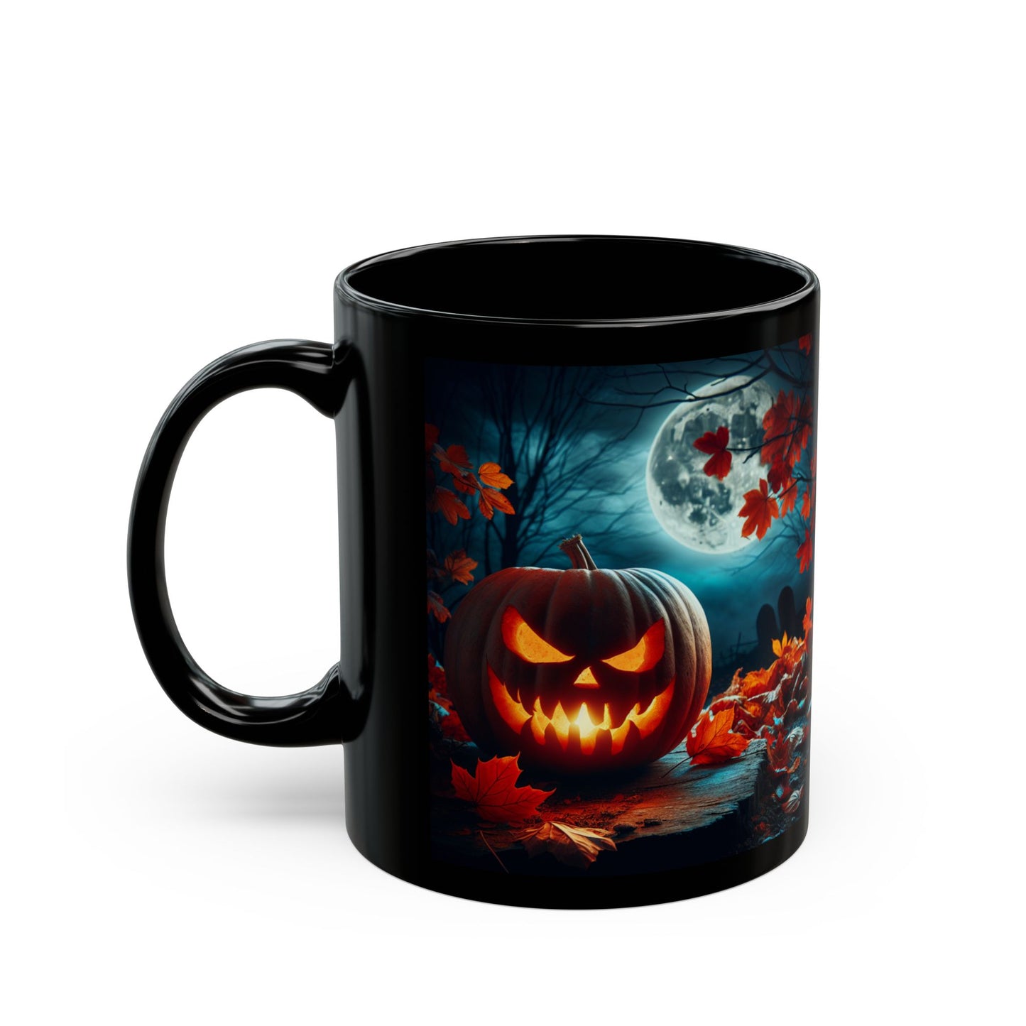 Spooky Halloween Mug, Perfect for Cozy Nights, Black Ceramic Cup for Fall, Pumpkin Decor, Autumn Gift, Haunted House Coffee