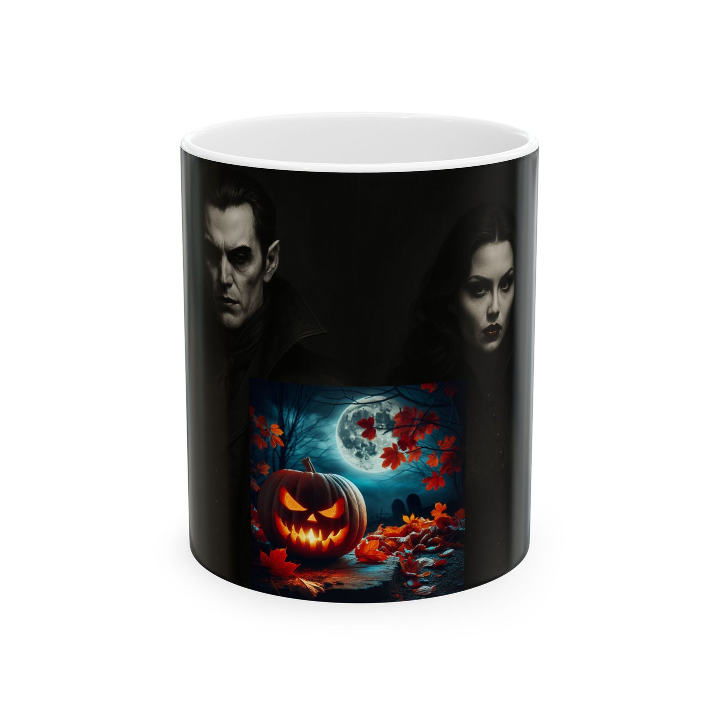 Halloween-Themed Ceramic Mug, Spooky Coffee Cup, Pumpkin Decor Mug, Gift for Halloween Lovers, 11oz & 15oz