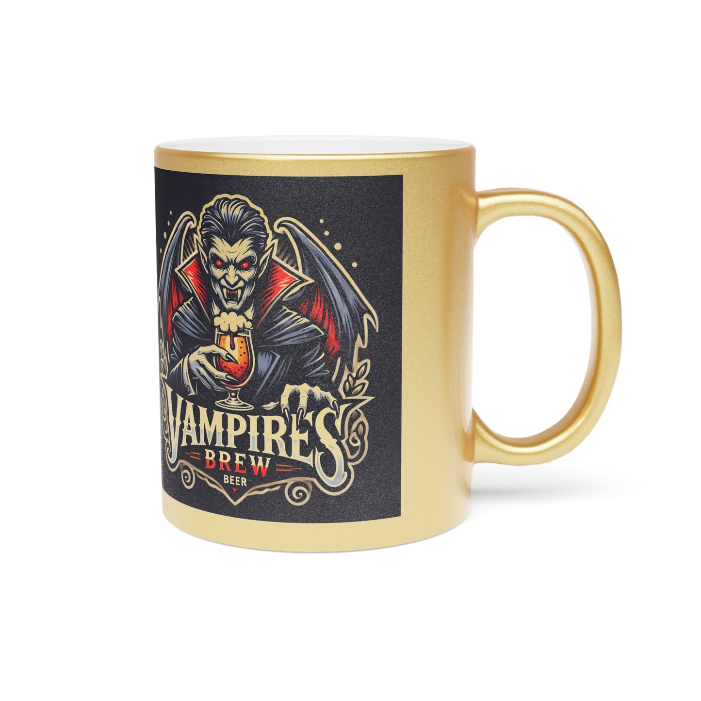 Vampire's Brew Metallic Mug | Gothic Coffee Cup | Halloween Decor | Unique Gift for Spooky Enthusiasts