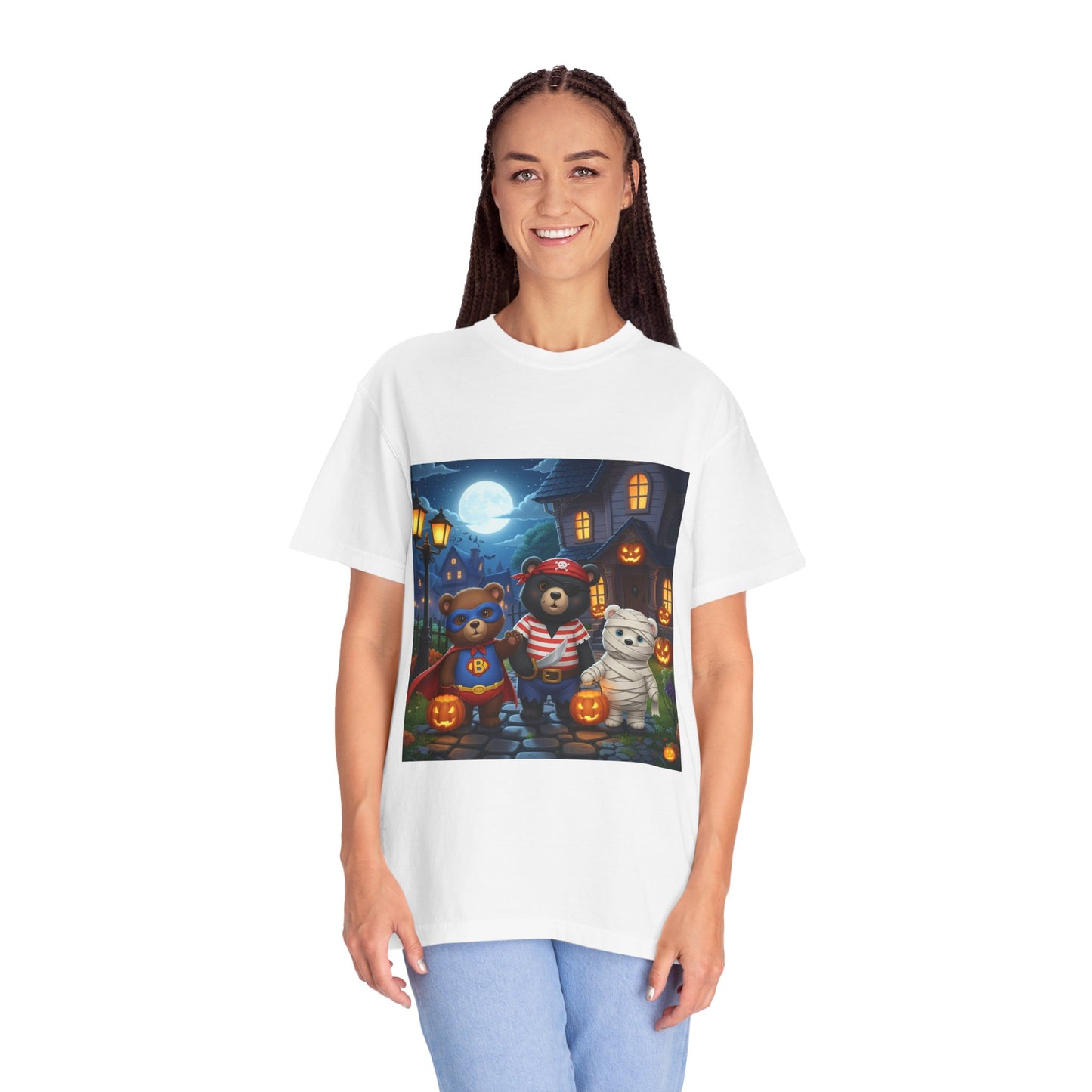 Halloween Bear T-Shirt, Unisex Tee for Fall, Cute Costume Top, Trick or Treat Shirt, Cozy Graphic T-Shirt, Spooky Season Apparel