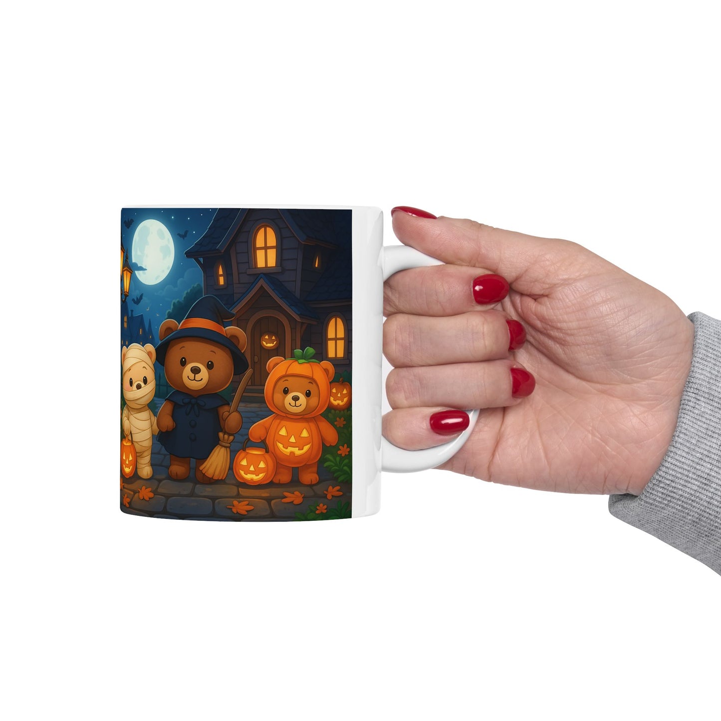 Adorable Halloween Bear Mug, Cute Bear Mug, Spooky Coffee Cup, Halloween Decor, Fall Gift, Trick-or-Treat Mug