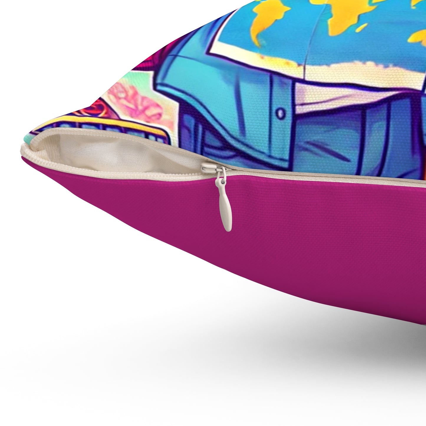 Travel Adventure Square Pillow - Fun Couple Design