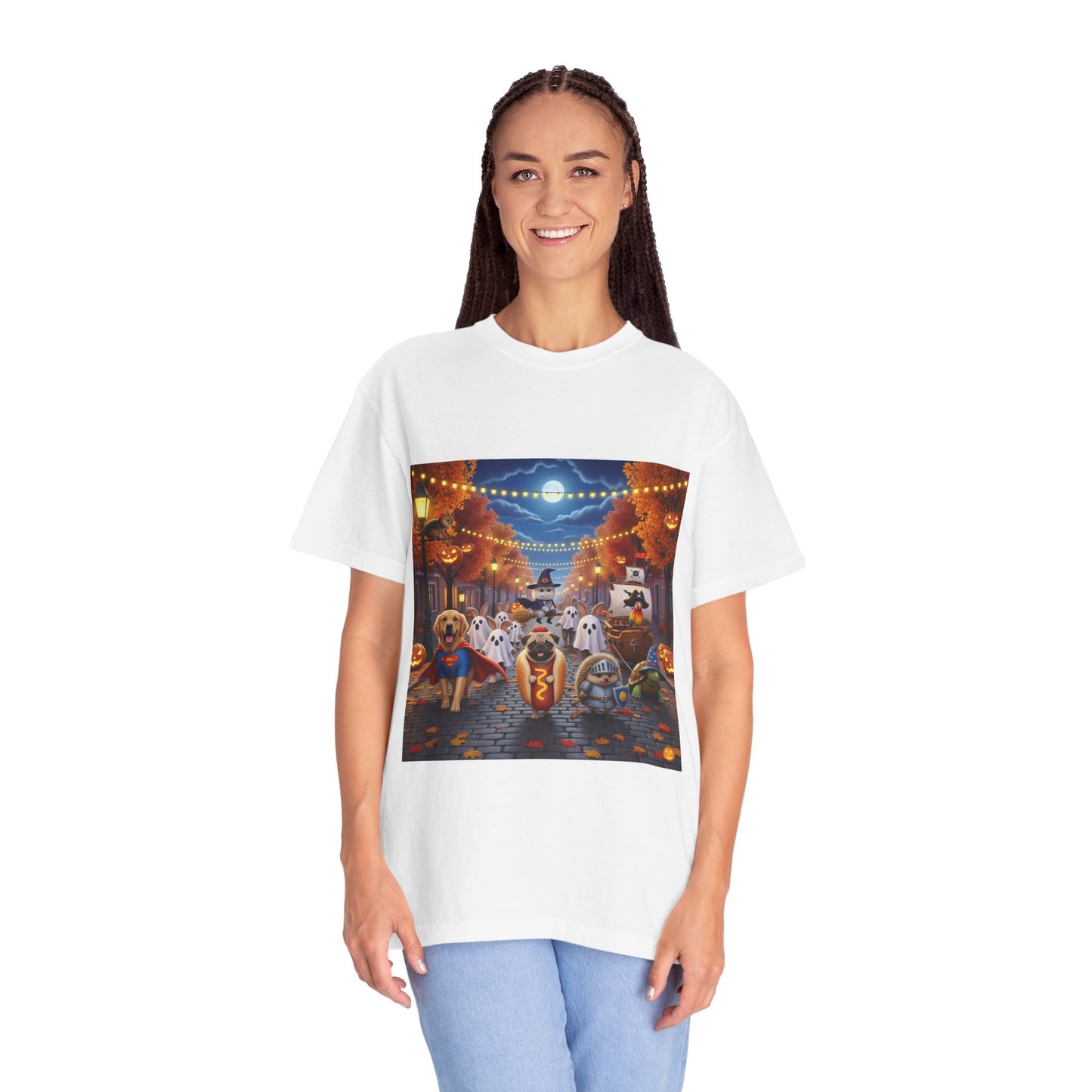 Halloween Dog Parade T-Shirt, Unisex Tee for Dog Lovers, Autumn Apparel, Spooky Season Shirt, Perfect for Costumes, Fall Festivals