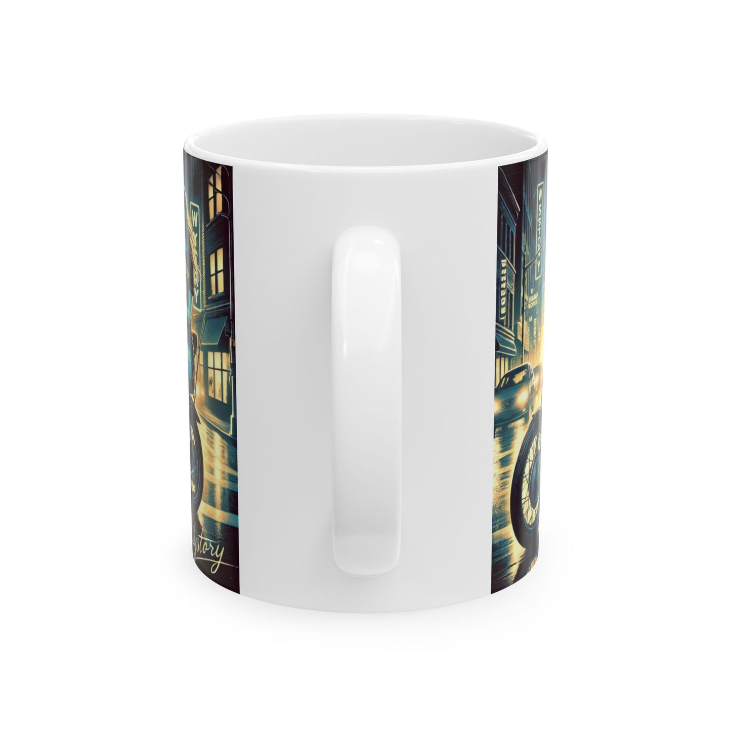 Vintage Motorcycle Ceramic Mug - 11oz & 15oz - Perfect for Bikers & Night Owls