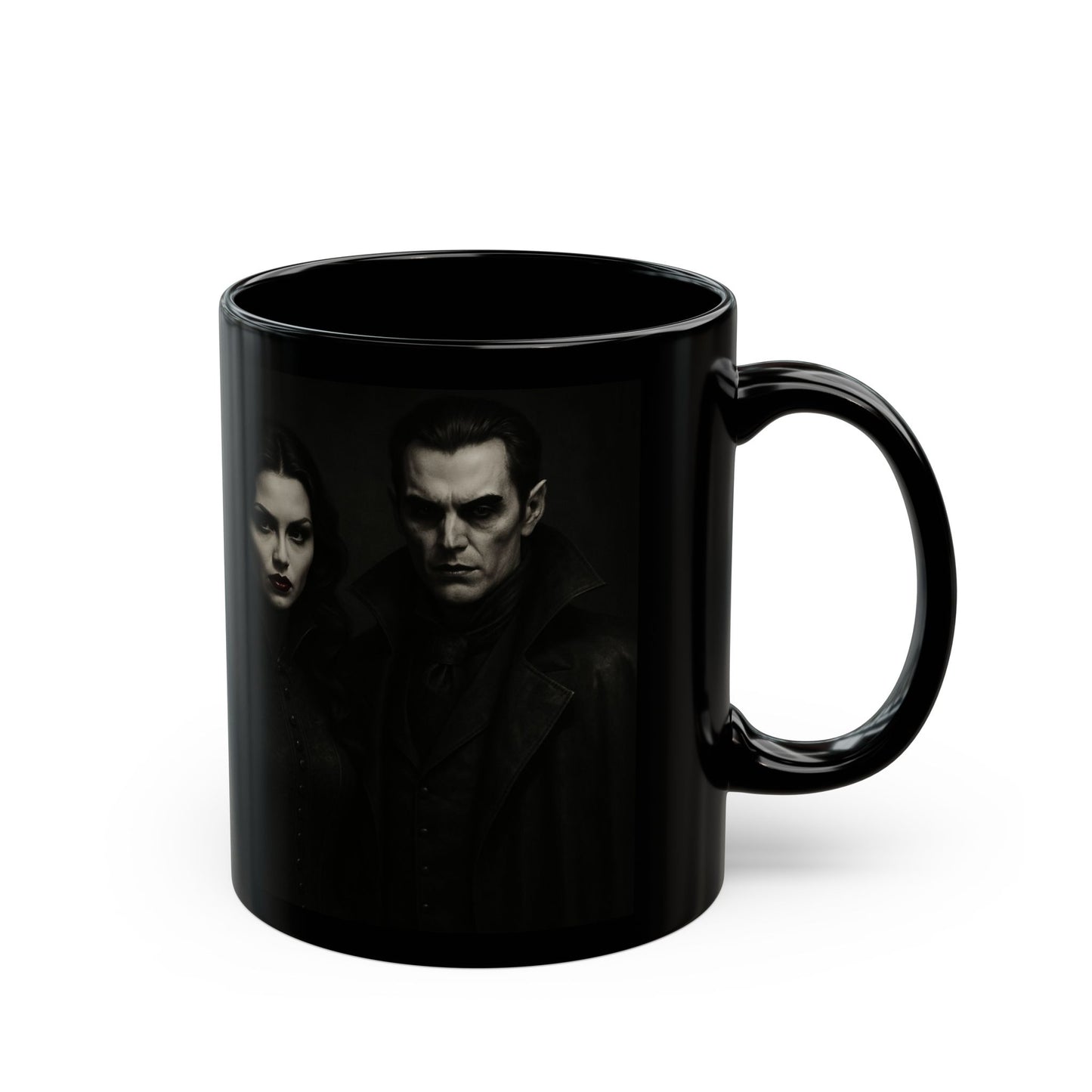 Gothic Couple Black Mug for Fans of Dark Romance, Halloween Gift, Coffee Lover's Cup, Unique Kitchen Decor, Spooky Drinkware