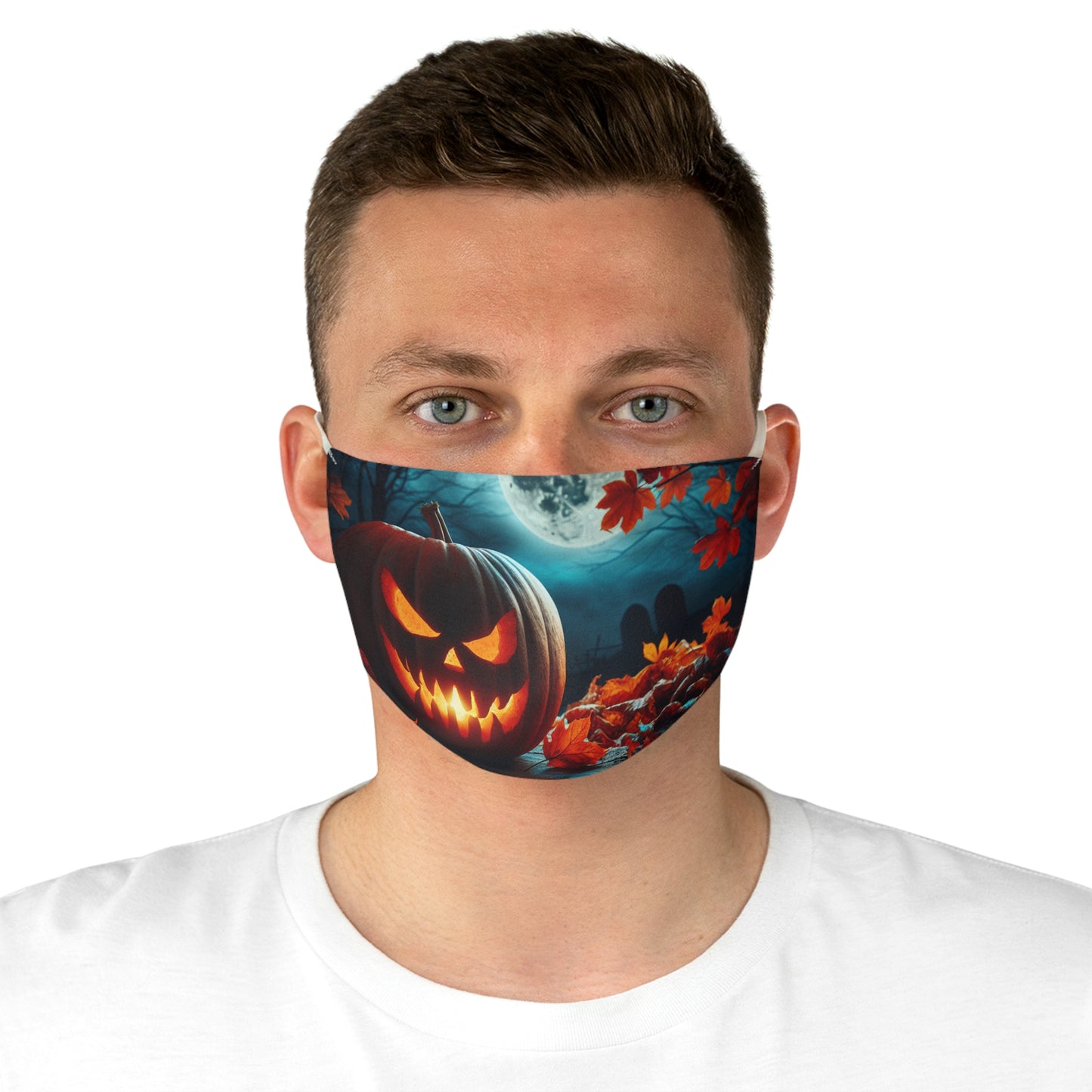 Halloween Pumpkin Fabric Face Mask, Scary Mask for Fall, Costume Accessory, Seasonal Face Covering, Spooky Gift Idea