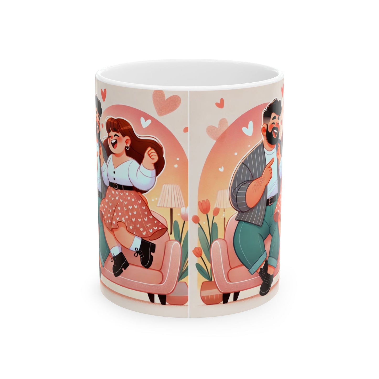 Romantic Couple Ceramic Mug - Cute Love Themed Coffee Cup (11oz, 15oz)
