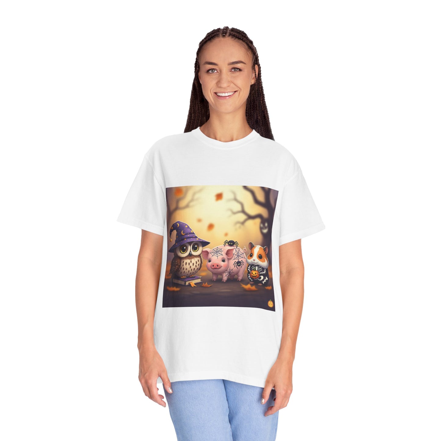 Whimsical Halloween T-Shirt, Cute Owl & Pig Design, Perfect Fall Gift, Unisex Tee for Parties & Celebrations, Kids & Adults