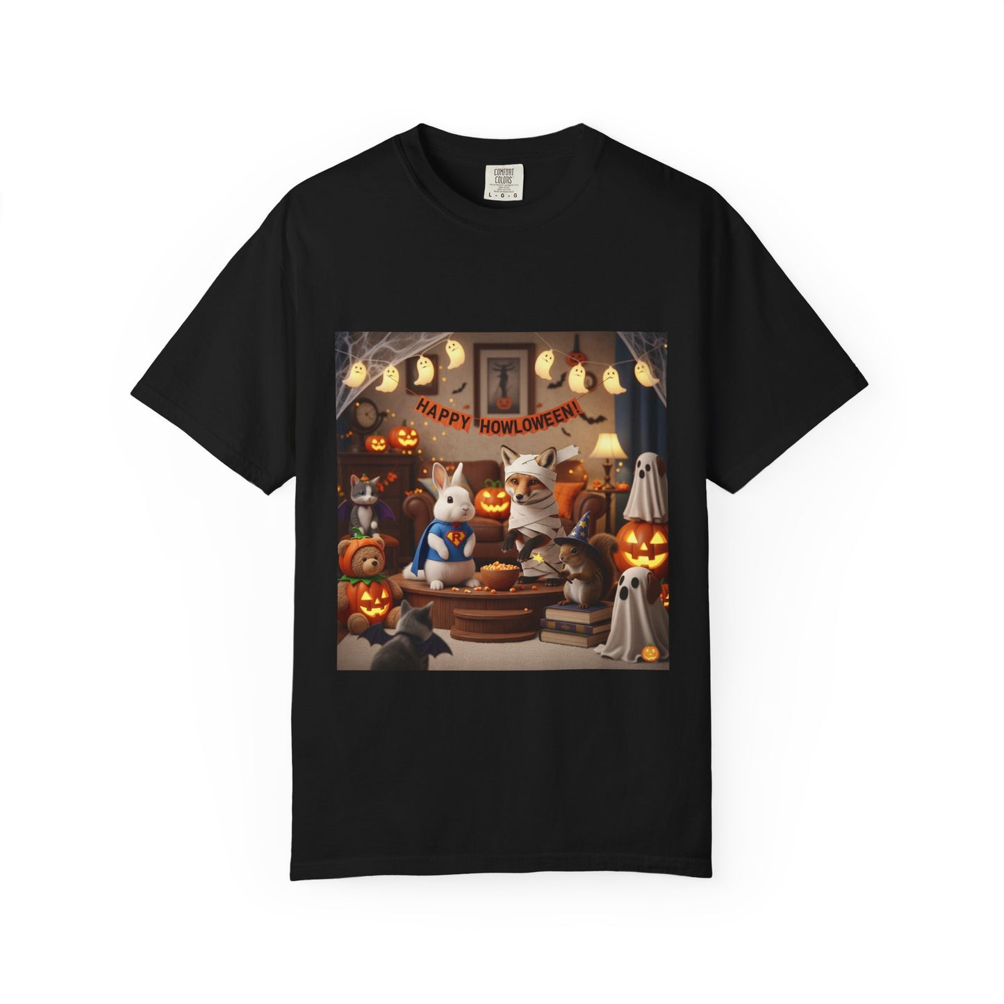 Halloween-Themed Unisex Garment-Dyed T-Shirt, Spooky Tee, Costume Party Top, Fall Apparel, Seasonal Gift