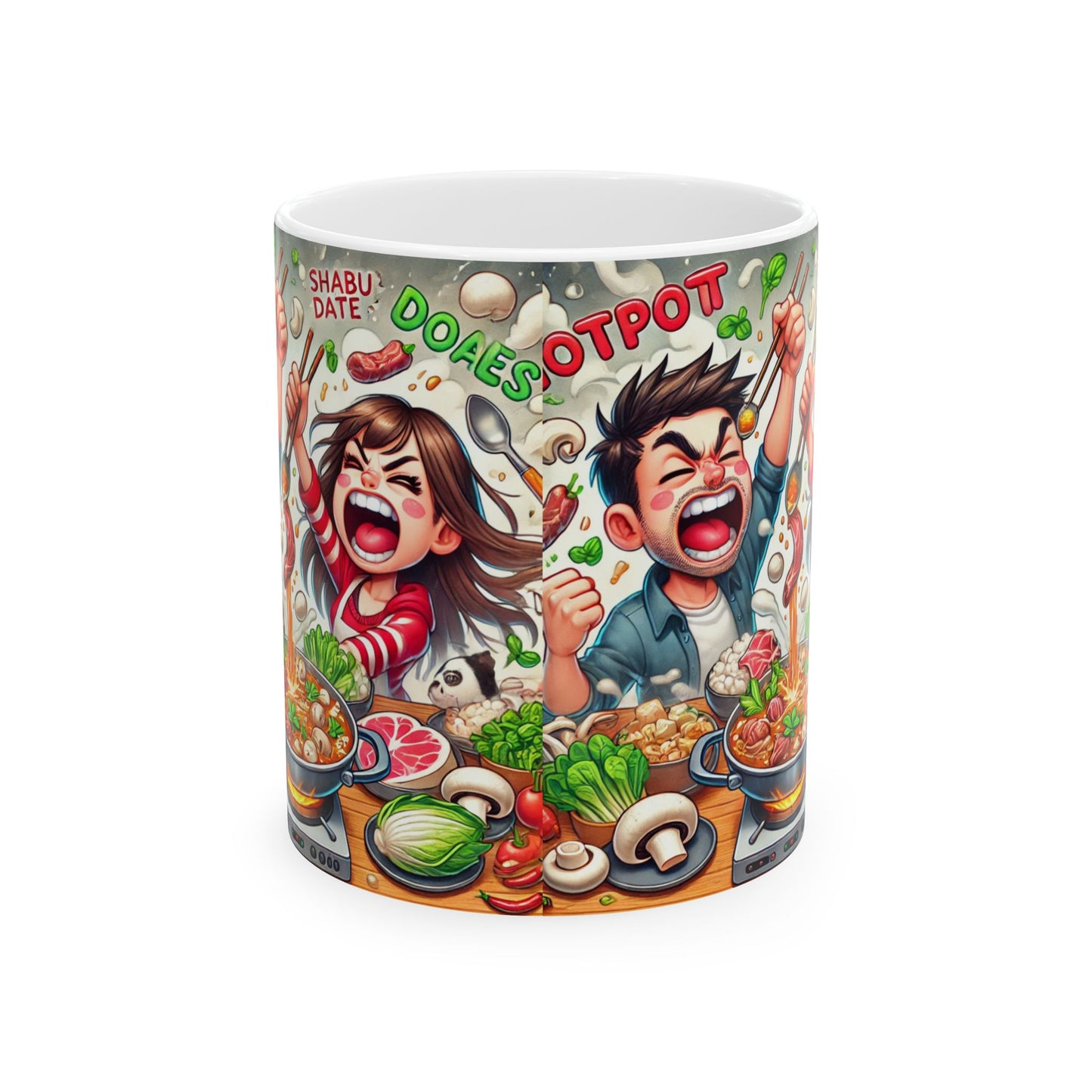 Fun Shabu Shabu Ceramic Mug - Perfect for Food Lovers & Hot Pot Enthusiasts