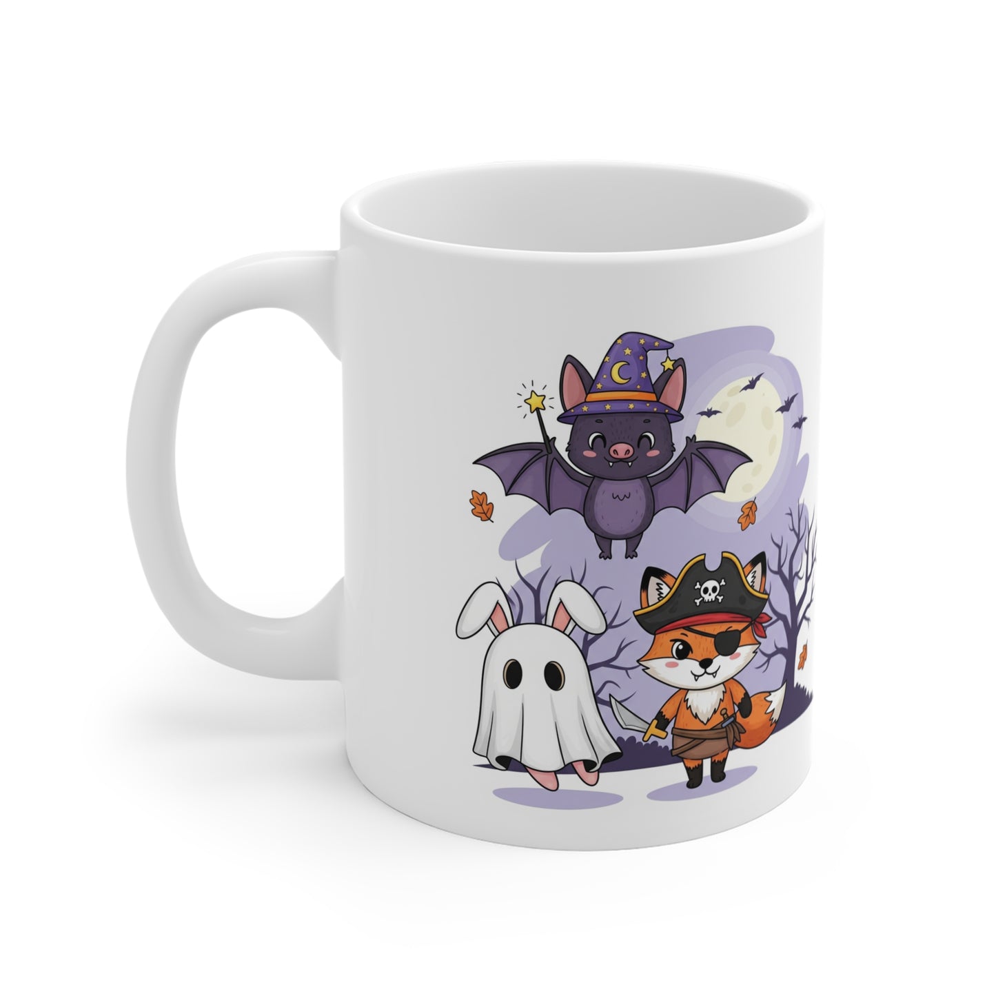 Whimsical Halloween Mug, Cute Animal Characters Coffee Cup, Autumn Drinkware, Trick-or-Treat Gift, Spooky Season Decor