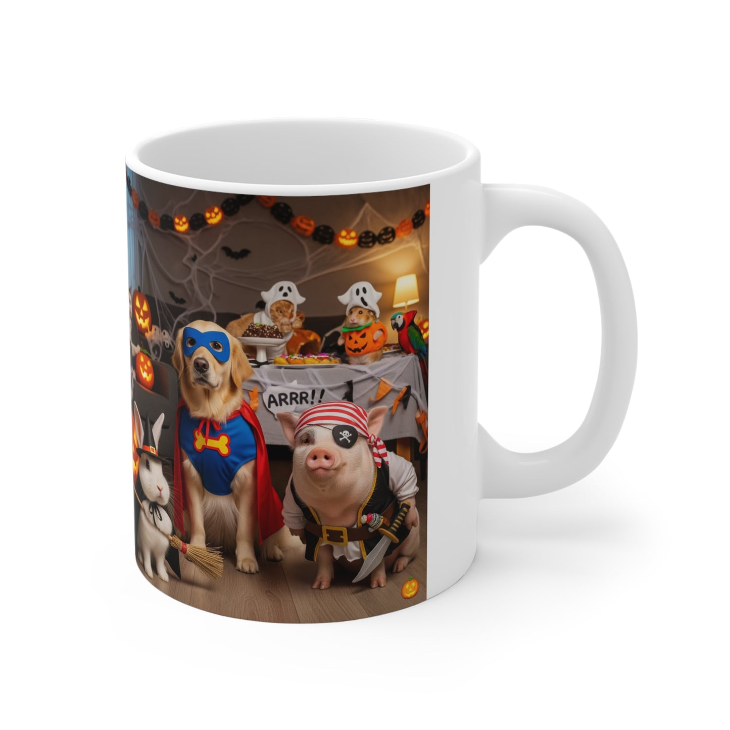 Halloween Pet-Themed Mug, Cute Animal Mug, Cat and Dog Lover Gift, Fall Decor, Trick or Treat Coffee Cup, Fun Holiday Mug