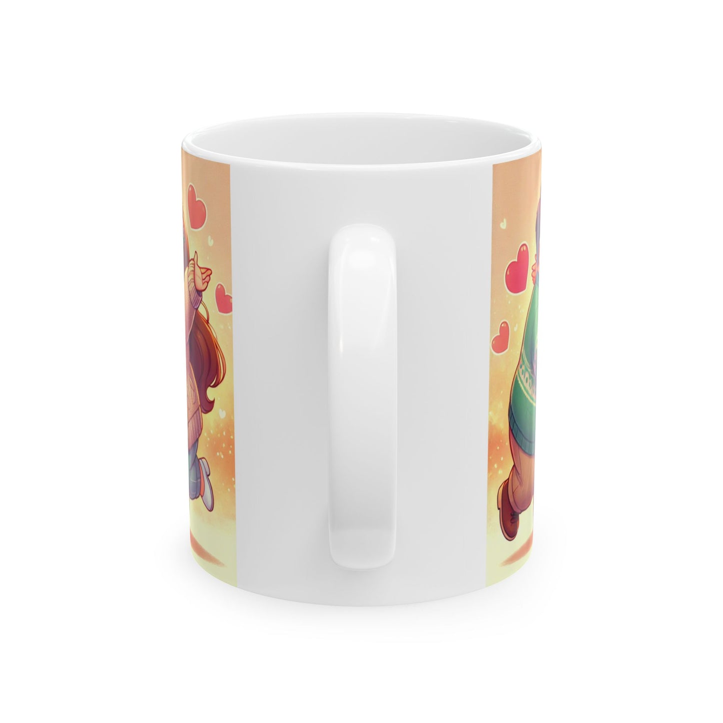 Couple Love Ceramic Mug - Cute Cartoon Design for Gifts
