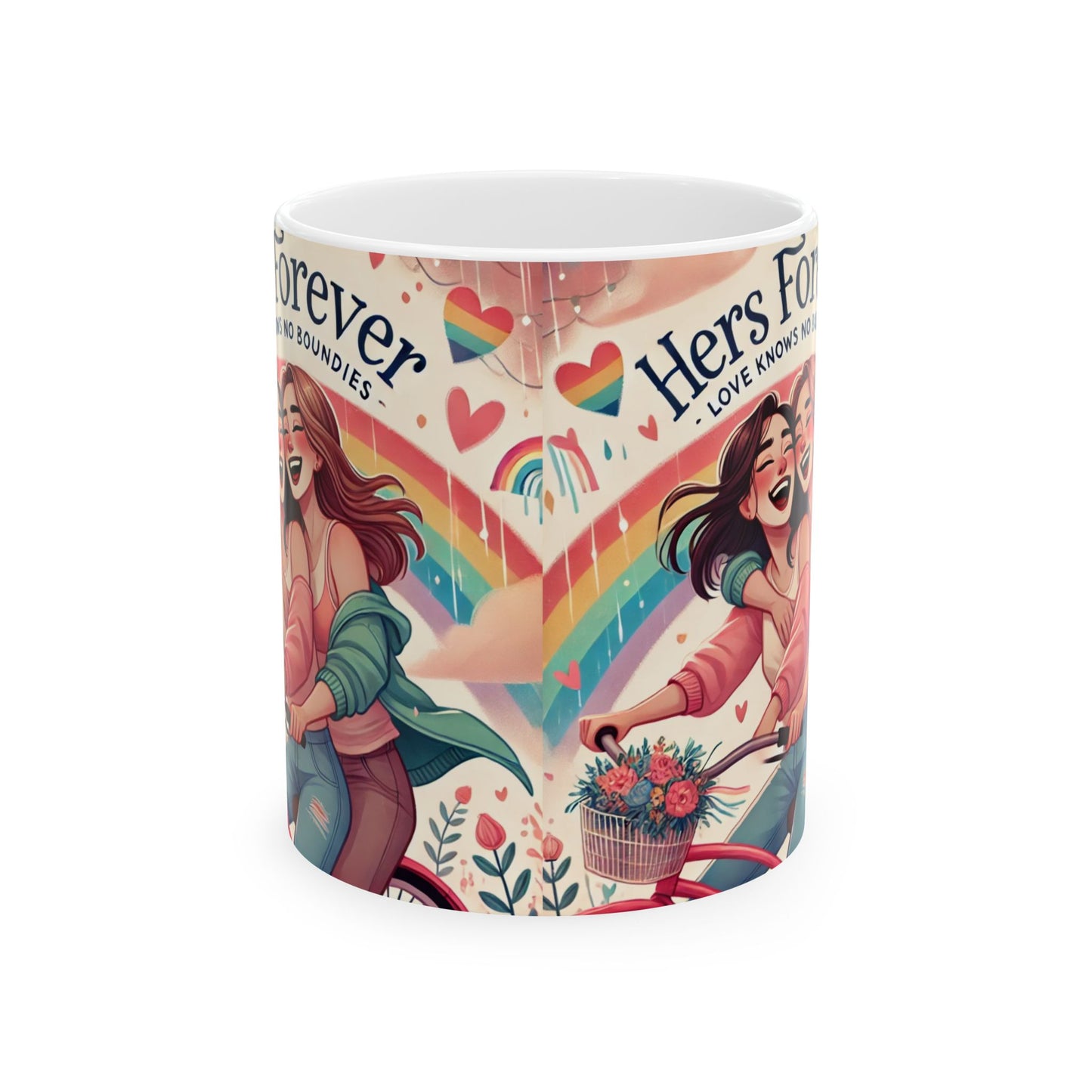Love Knows No Bounds Ceramic Mug - Heartwarming Design for Friendship and Celebrations