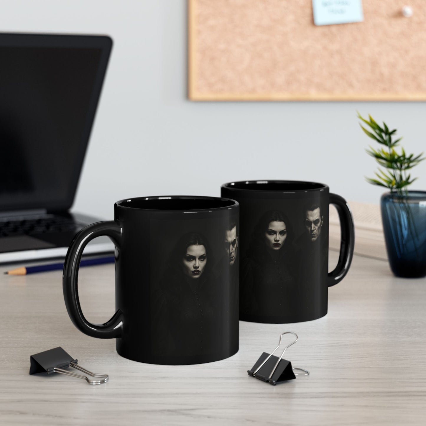 Gothic Couple Black Mug for Fans of Dark Romance, Halloween Gift, Coffee Lover's Cup, Unique Kitchen Decor, Spooky Drinkware