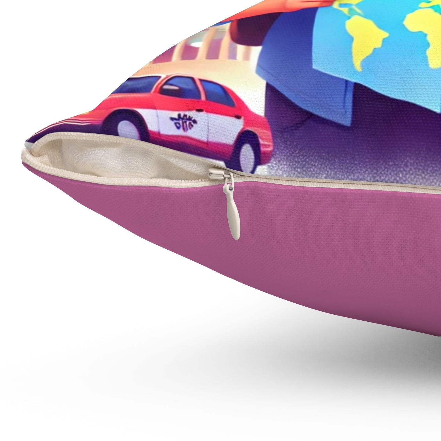 Travel Adventure Square Pillow - Explore the World with Love