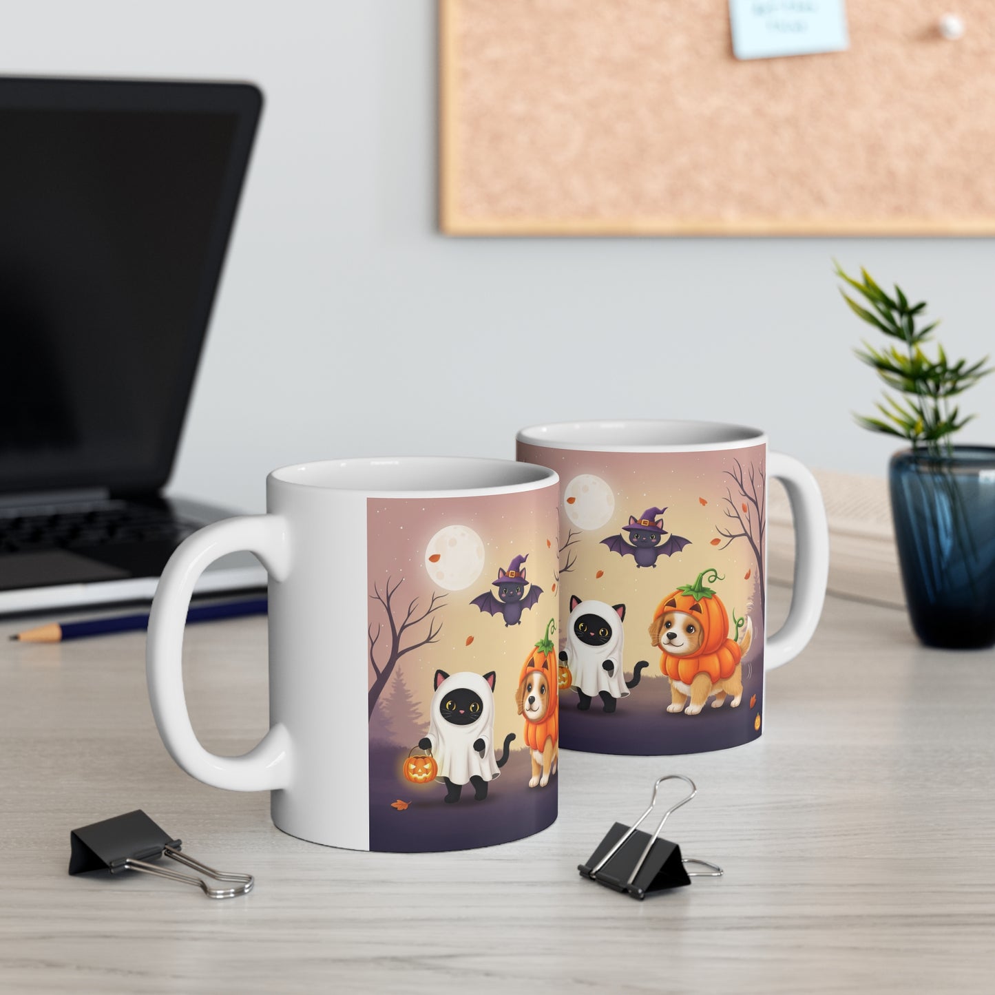 Halloween-Themed Animal Mug, Cute Pet Mug, Fall Decor Gift, Pumpkin Cat and Dog Design, Coffee Lover's Gift