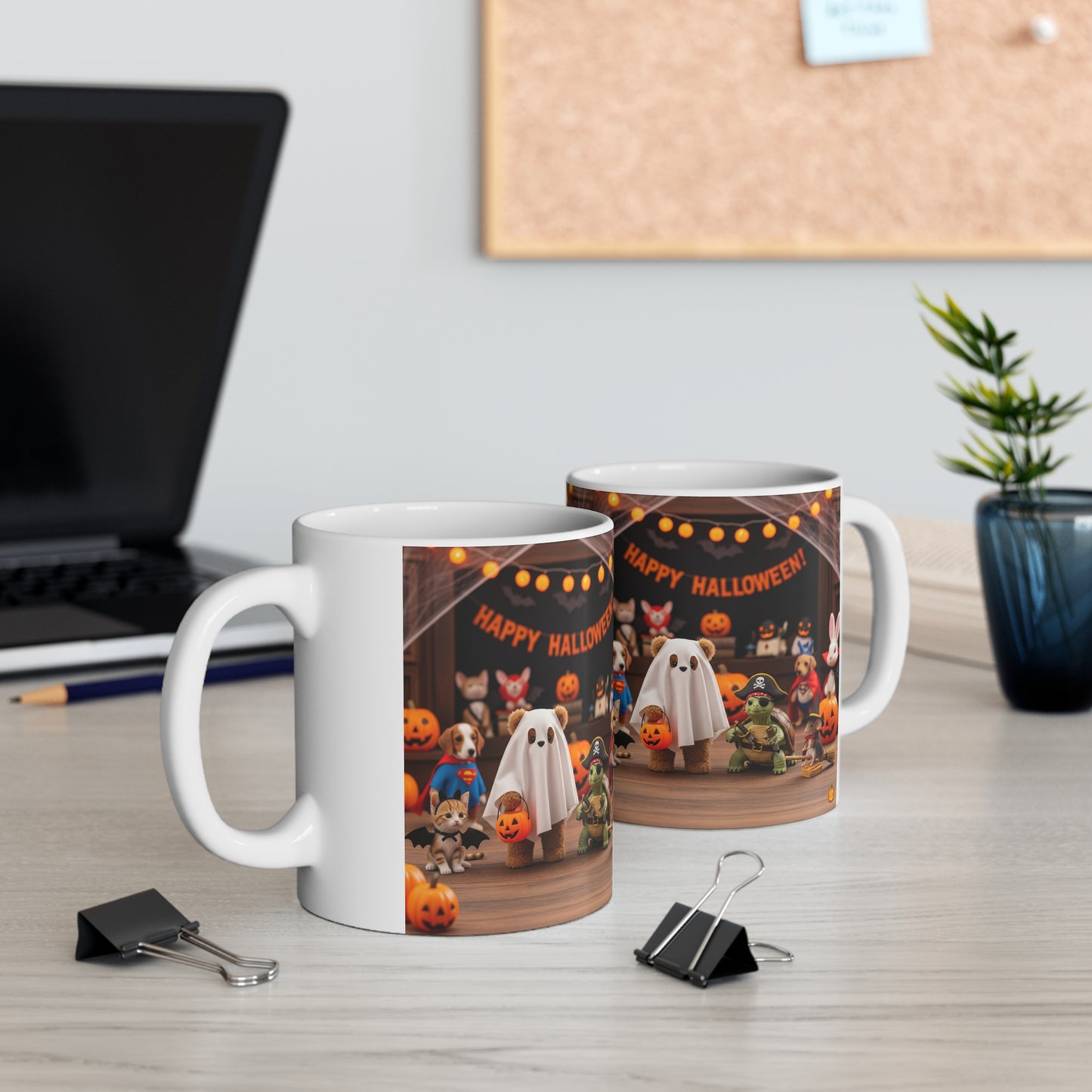 Halloween Animal Mug, Cute Pet Ghosts Mug, 11oz Festive Coffee Cup, Dog Cat Halloween Gift, Spooky Themed Drinkware