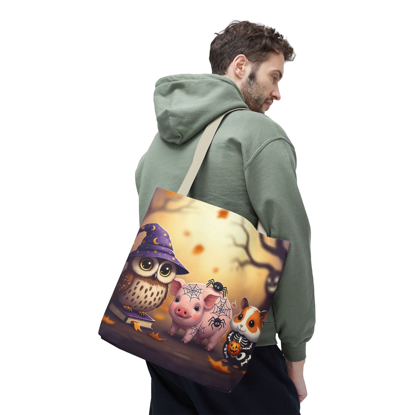 Whimsical Halloween Tote Bag, Spooky Animal Tote, Cute Trick or Treat Bag, Fall Shopping Tote, Kids Halloween Accessory, Gift for Owl Lovers