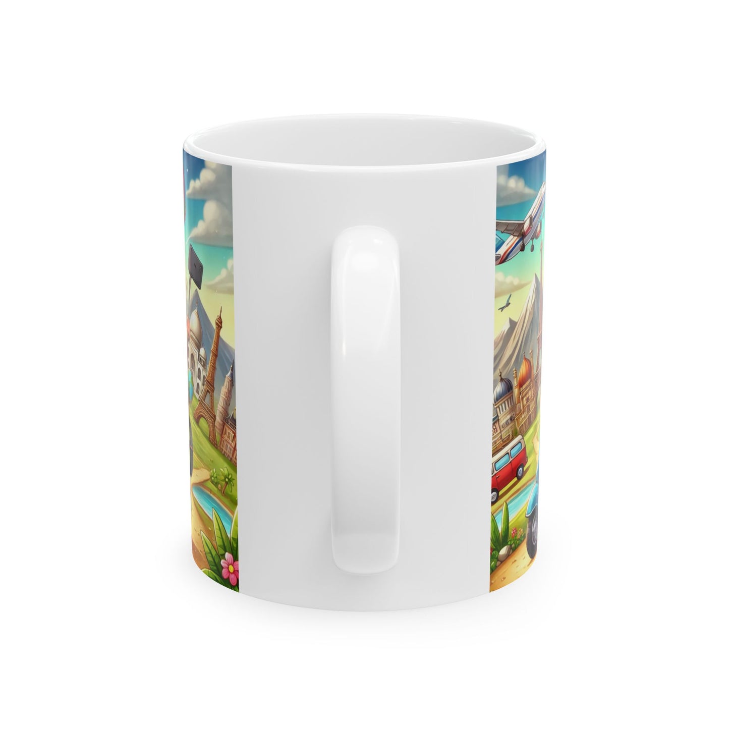 Adventure Travels Ceramic Mug - Cute Travel-Themed Design, Perfect for Coffee Lovers