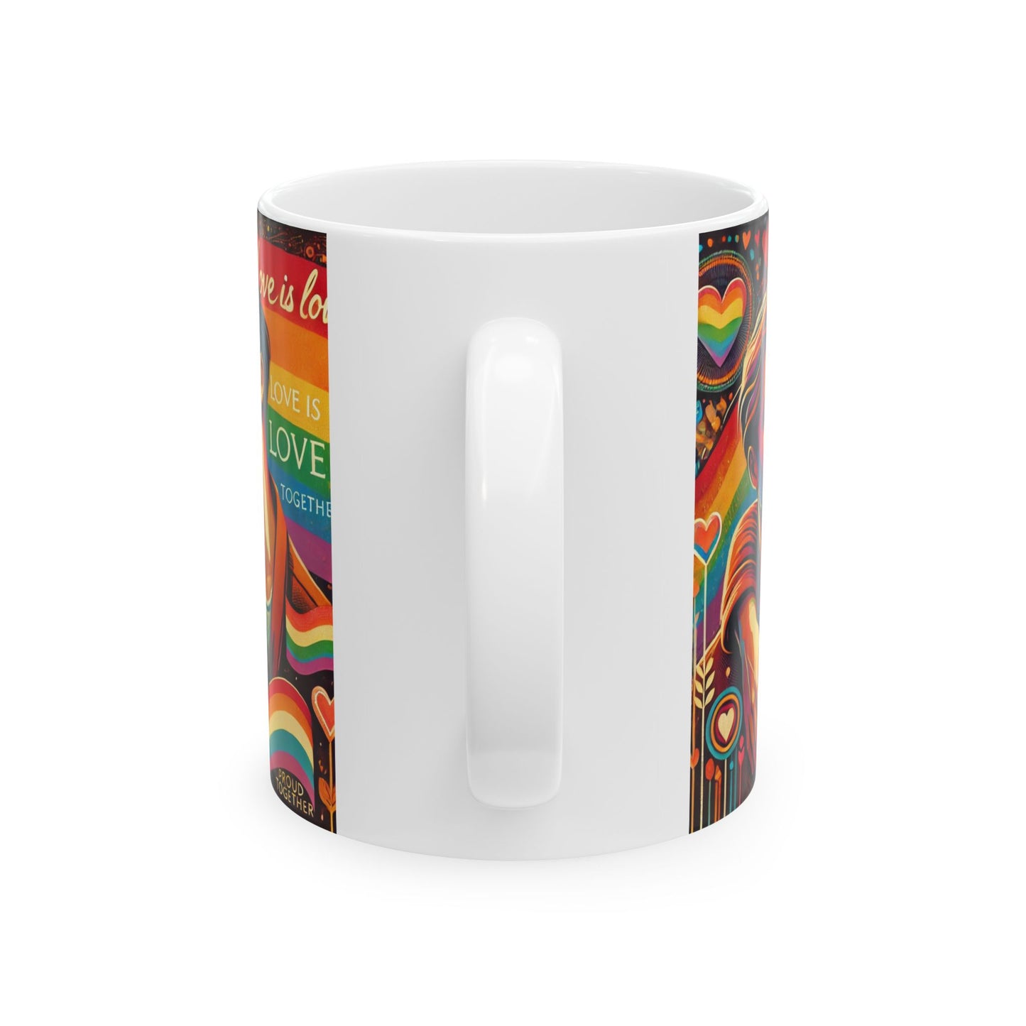 Proud Together Love is Love Ceramic Mug - 11oz & 15oz - Perfect for LGBTQ+ Celebrations & Everyday Moments
