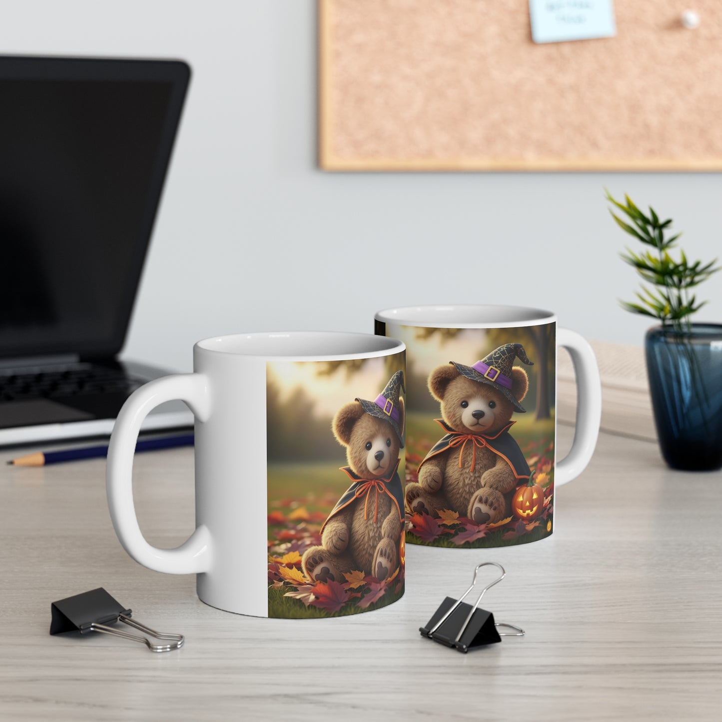 Halloween Bear Mug, Cute Teddy Mug, Fall Coffee Cup, Spooky Season Gift, Autumn Decor, Halloween Lover's Drinkware
