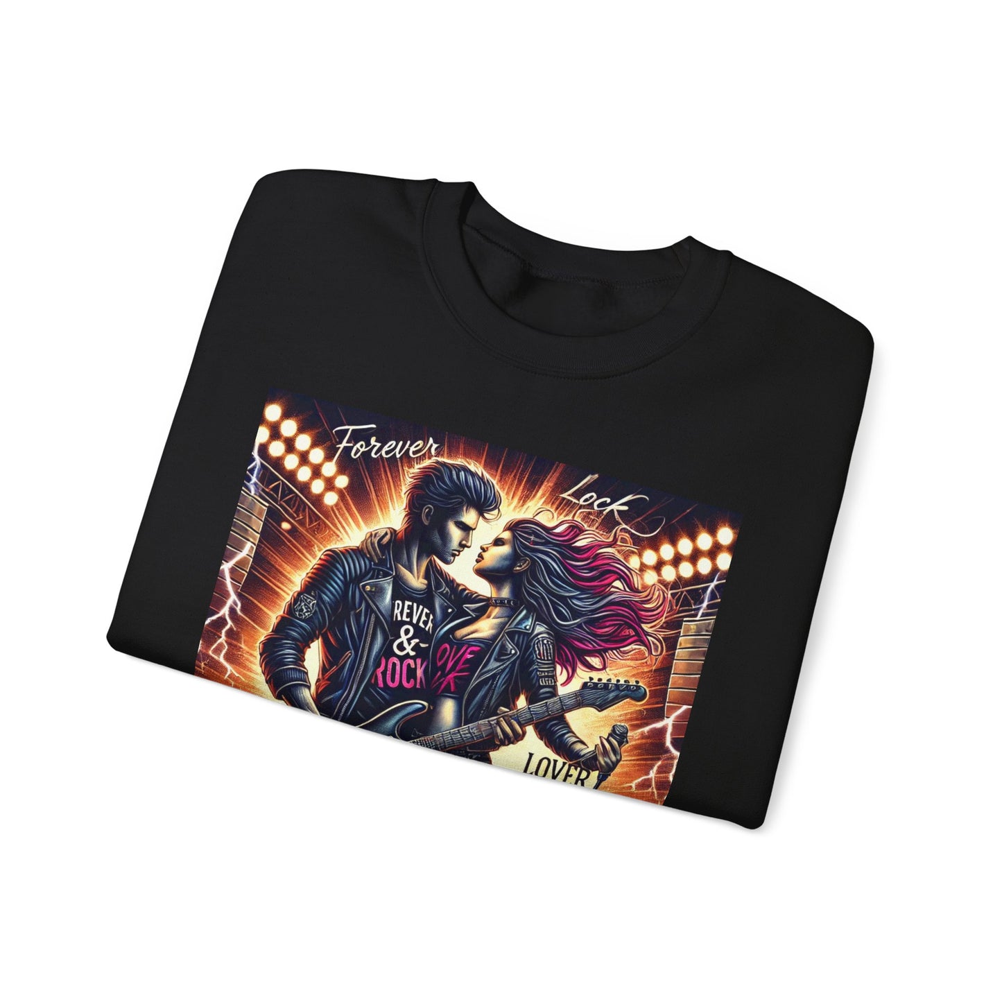 Forever Rock Love Crewneck Sweatshirt - Unisex Heavy Blend™ - Perfect for Music Lovers