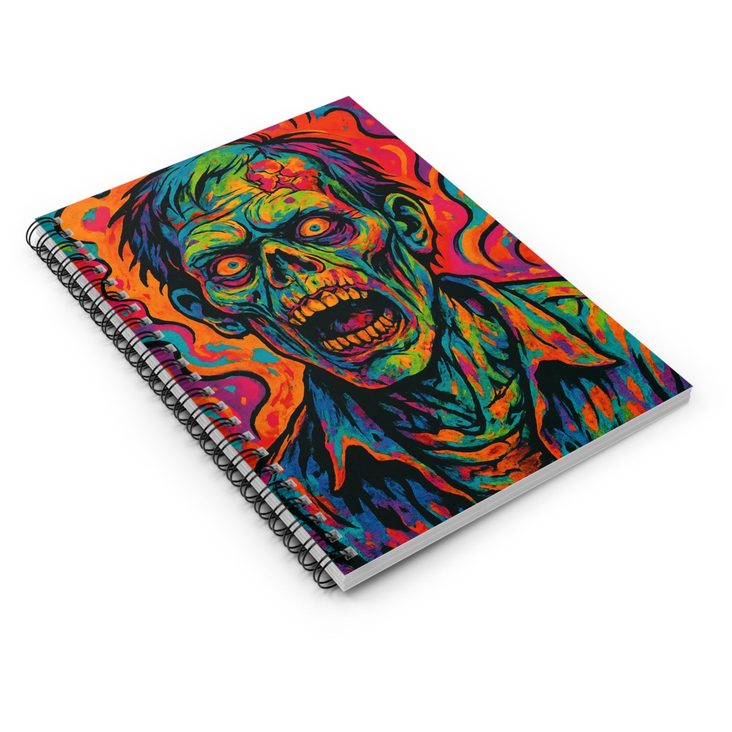 Vibrant Zombie Art Spiral Notebook, Halloween Gift, Sketchbook, Journaling, Gift for Horror Lovers, Ruled Line