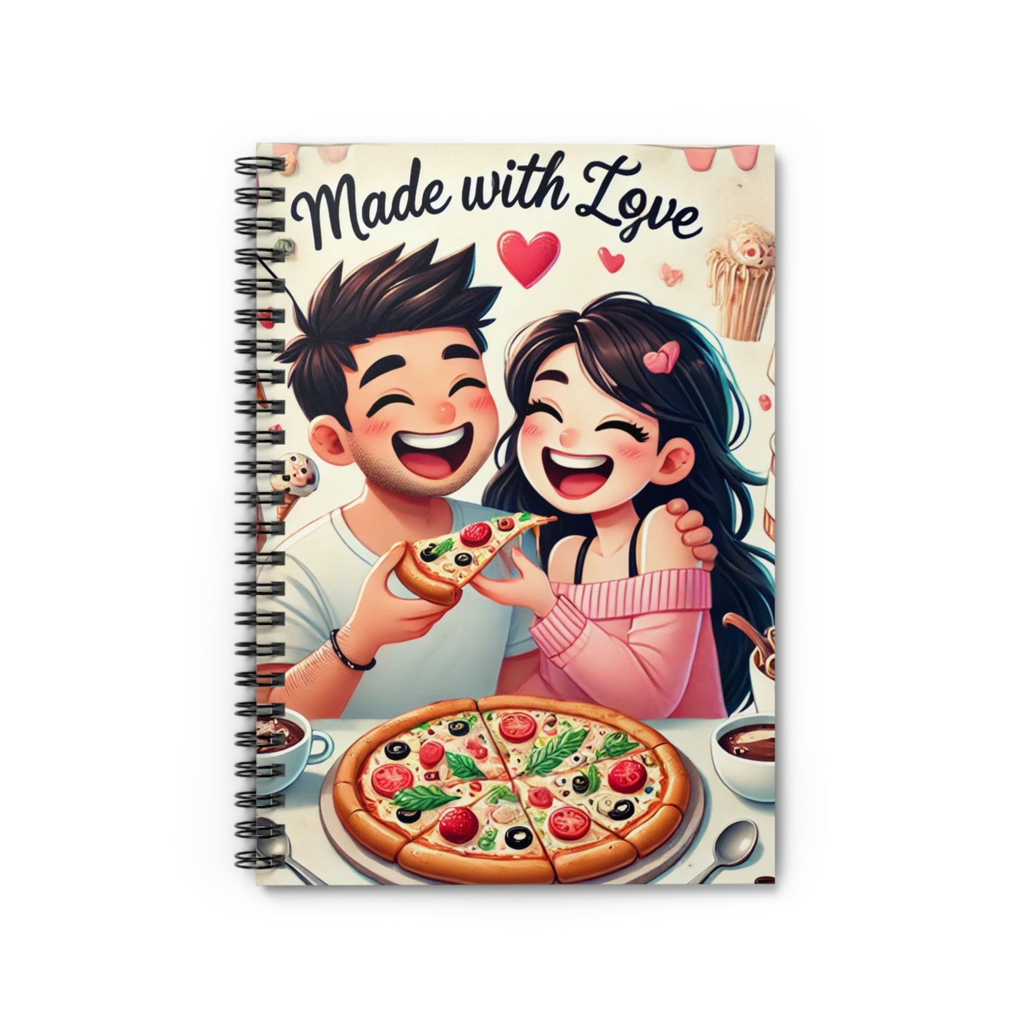 Made with Love Spiral Notebook - Perfect for Food Lovers and Couples