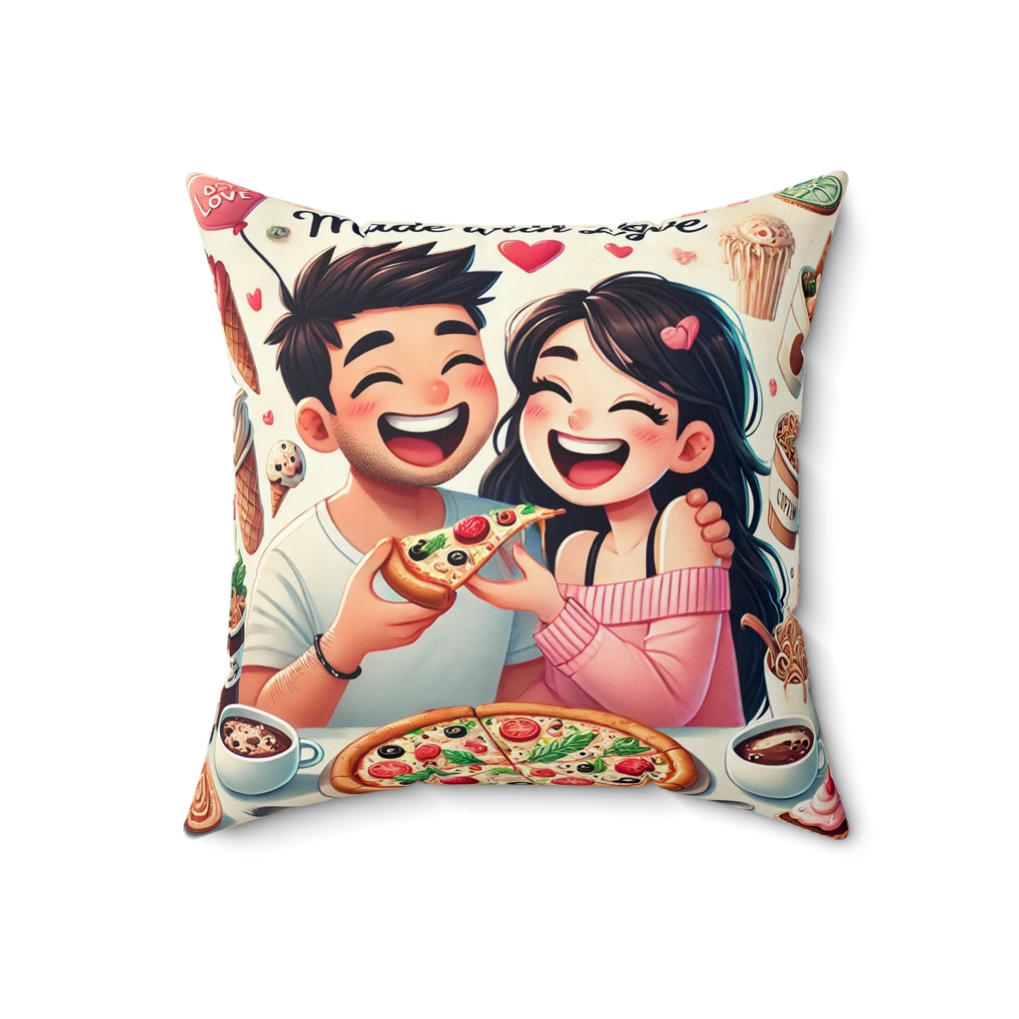 Cute Pizza Love Throw Pillow - Perfect for Couples & Food Lovers