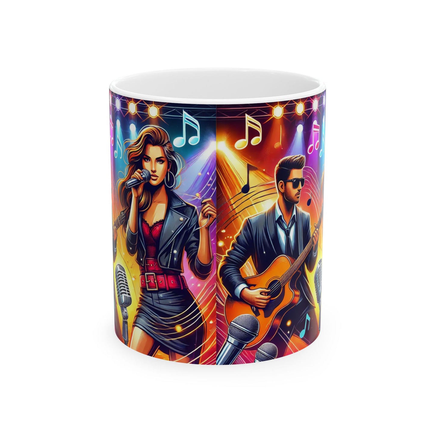 Musical Duo Ceramic Mug - Vibrant 11oz & 15oz Coffee Cup for Music Lovers