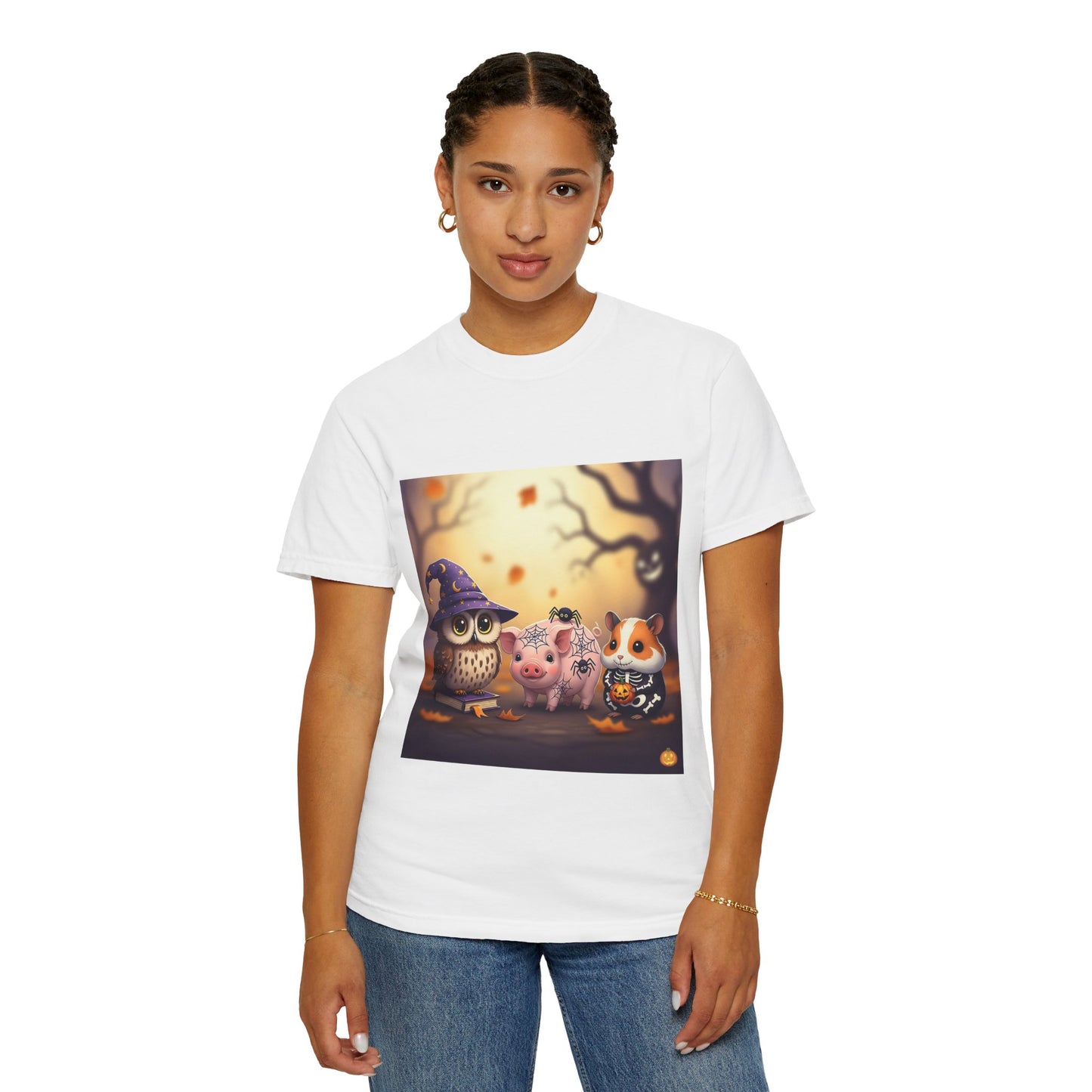 Whimsical Halloween T-Shirt, Cute Owl & Pig Design, Perfect Fall Gift, Unisex Tee for Parties & Celebrations, Kids & Adults