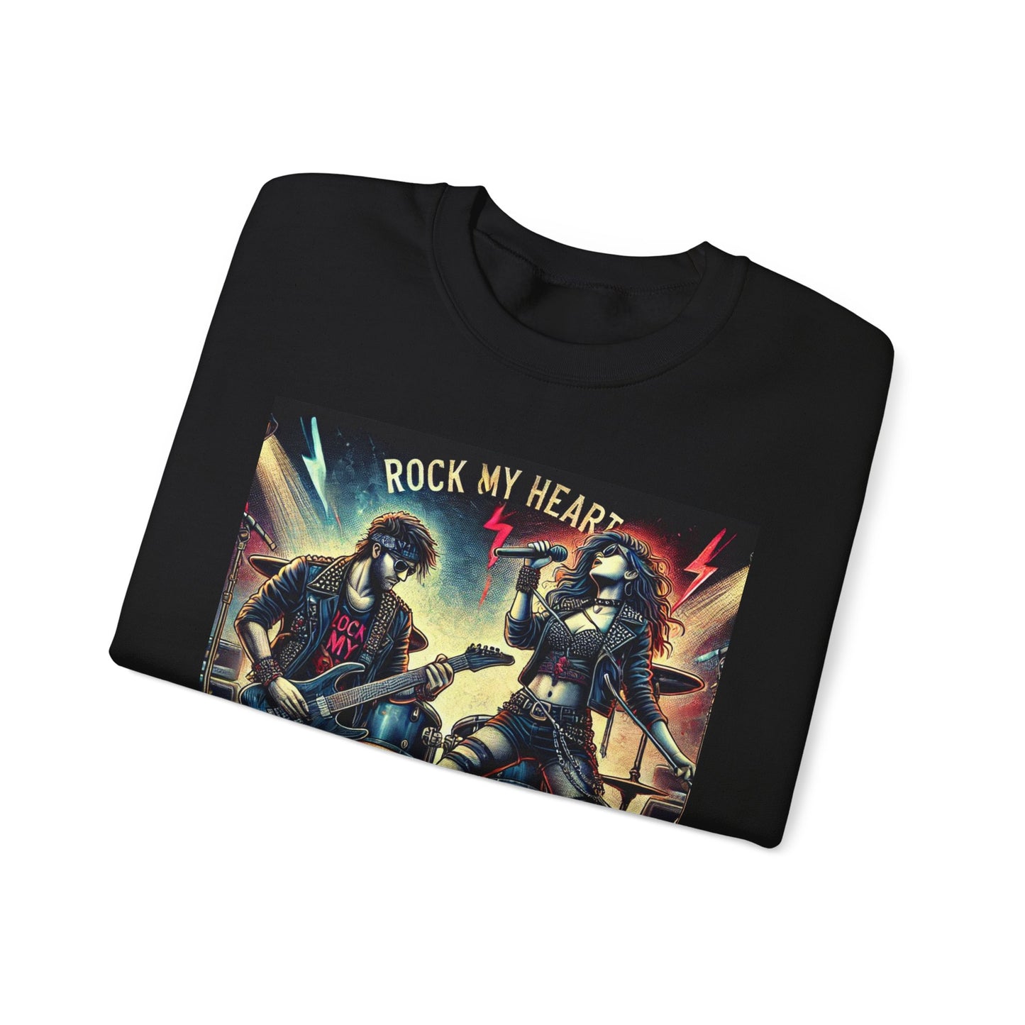 Rock My Heart Unisex Crewneck Sweatshirt - Perfect for Music Lovers
