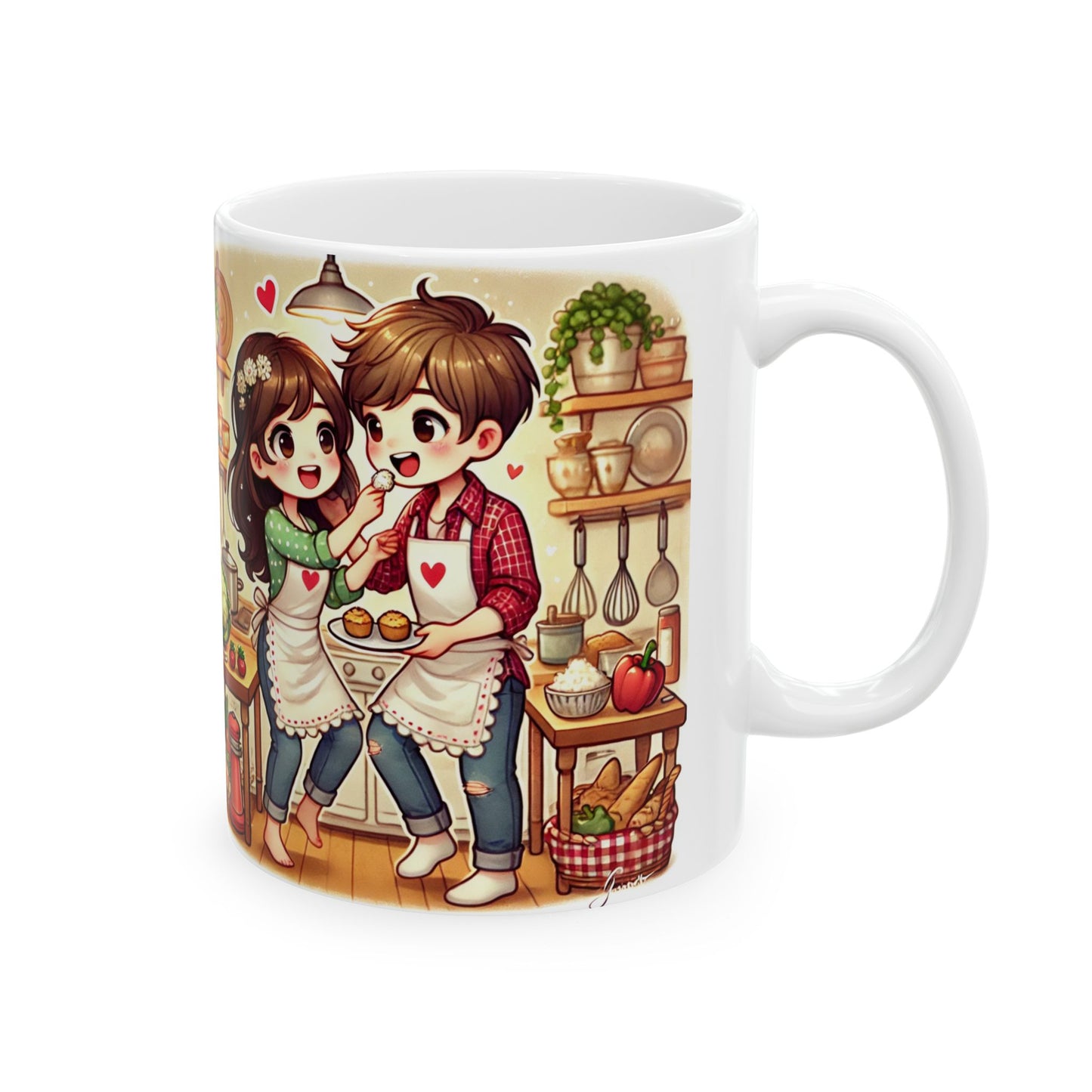 Cute Kitchen Lovers Ceramic Mug - 11oz & 15oz - Perfect Gift for Foodies & Couples