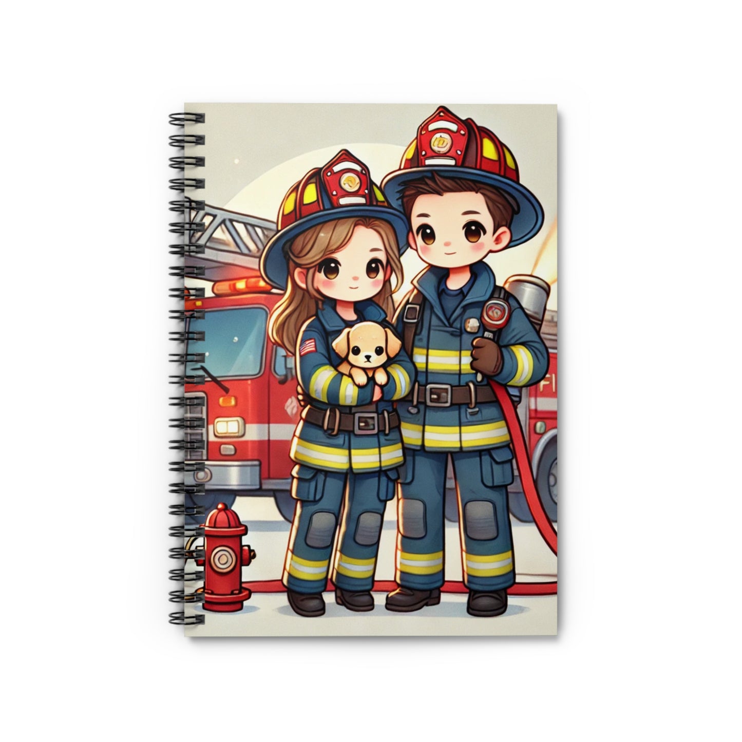 Cute Firefighter Spiral Notebook - Ruled Line for Kids & Adults