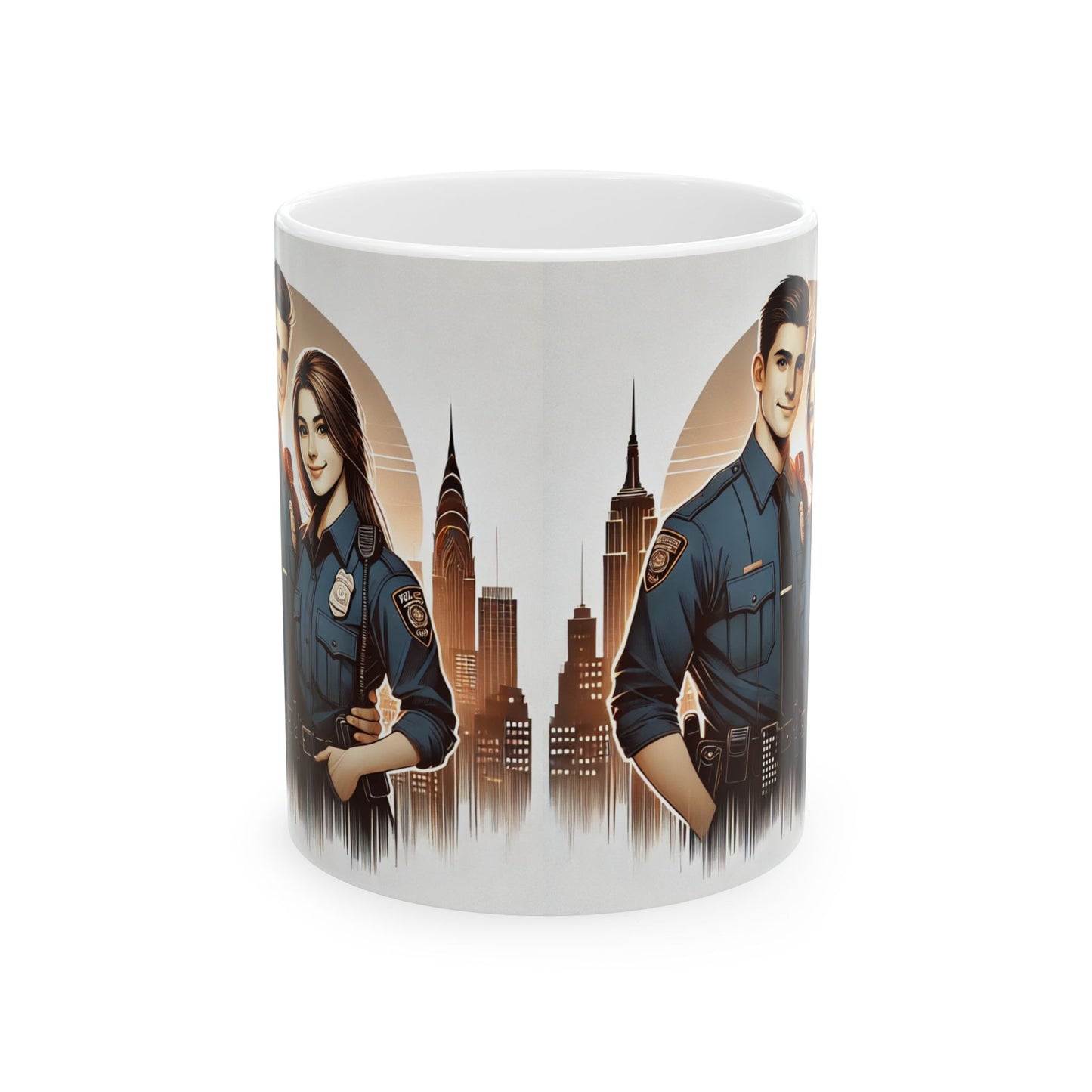 City Skyline Police Love Ceramic Mug | Perfect for First Responders and Coffee Lovers