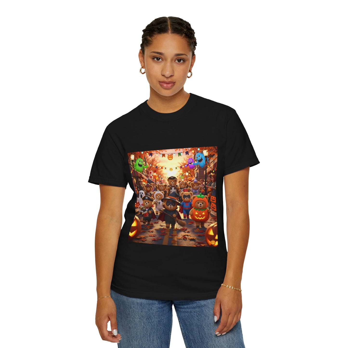 Spooky Festival T-Shirt - Unisex Garment-Dyed Tee for Halloween: Cute Characters, Fall Fashion, Halloween Party, Seasonal Wear, Fun Gifts