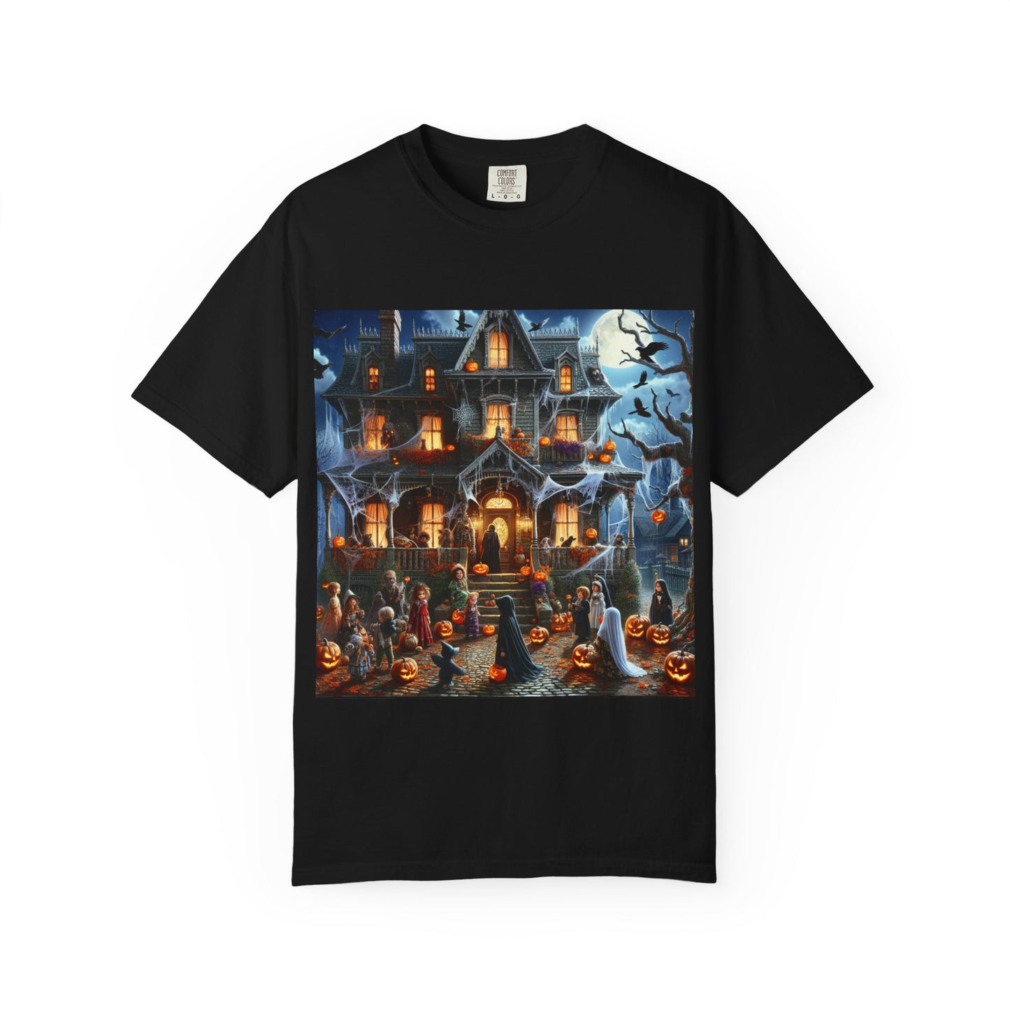 Halloween House Graphic T-shirt, Unisex Tee, Spooky Season Apparel, October Festivity Wear, Trick or Treat Shirt