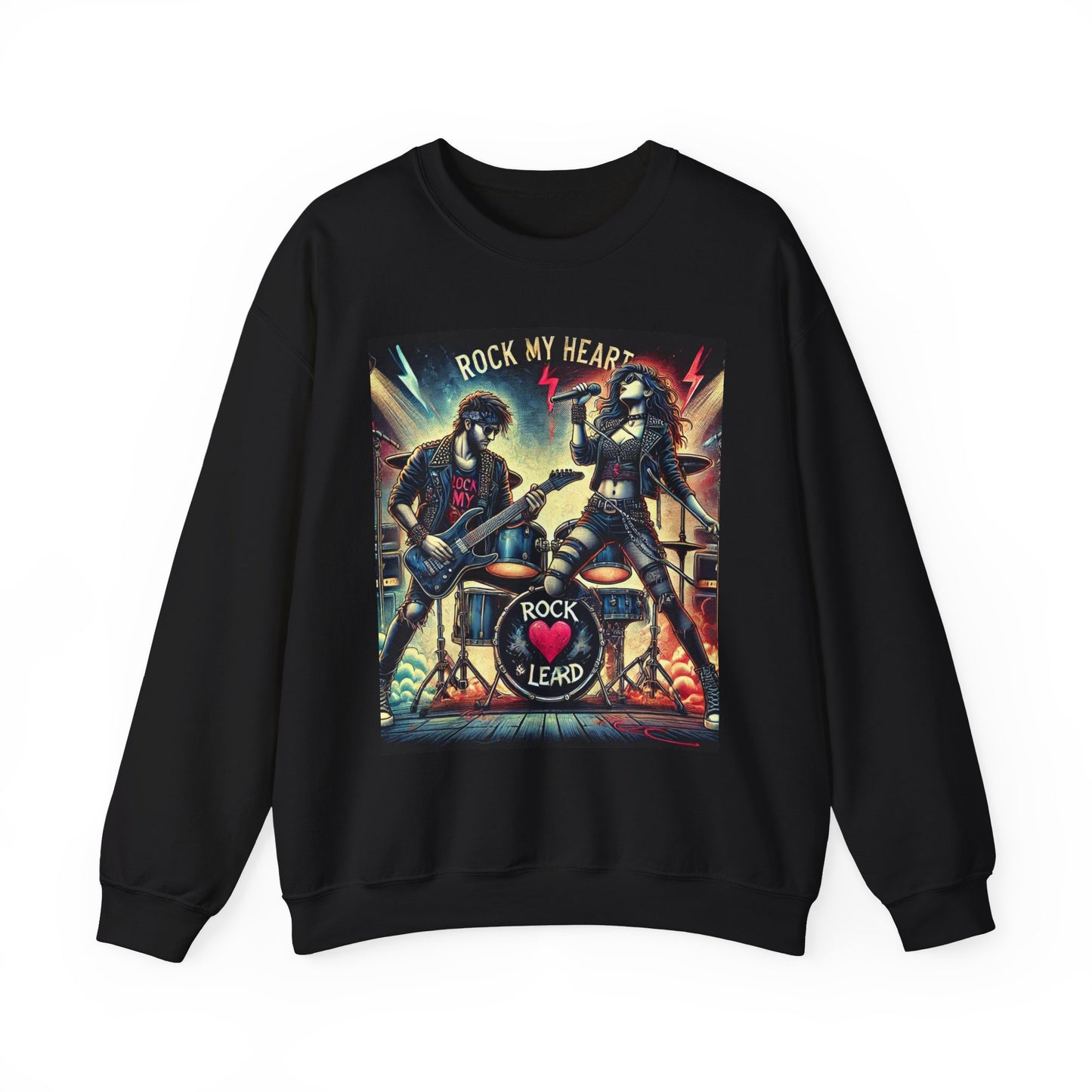 Rock My Heart Unisex Crewneck Sweatshirt - Perfect for Music Lovers