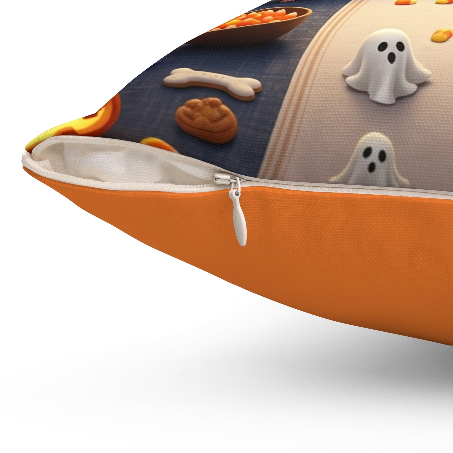Halloween Pet Party Pillow, Spun Polyester Square Pillow, Fall Decor, Cozy Home Decoration, Pet Lovers Gift, Seasonal Cushion