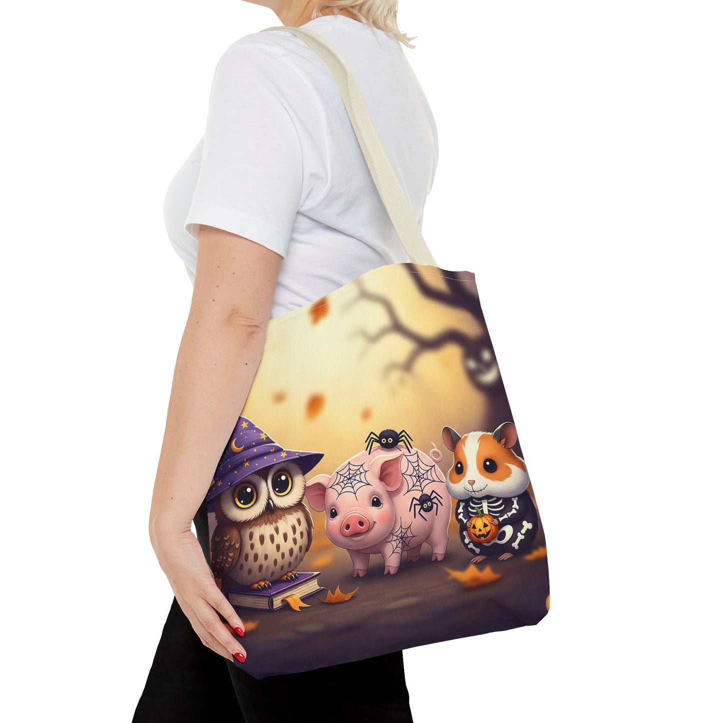 Whimsical Halloween Tote Bag, Spooky Animal Tote, Cute Trick or Treat Bag, Fall Shopping Tote, Kids Halloween Accessory, Gift for Owl Lovers