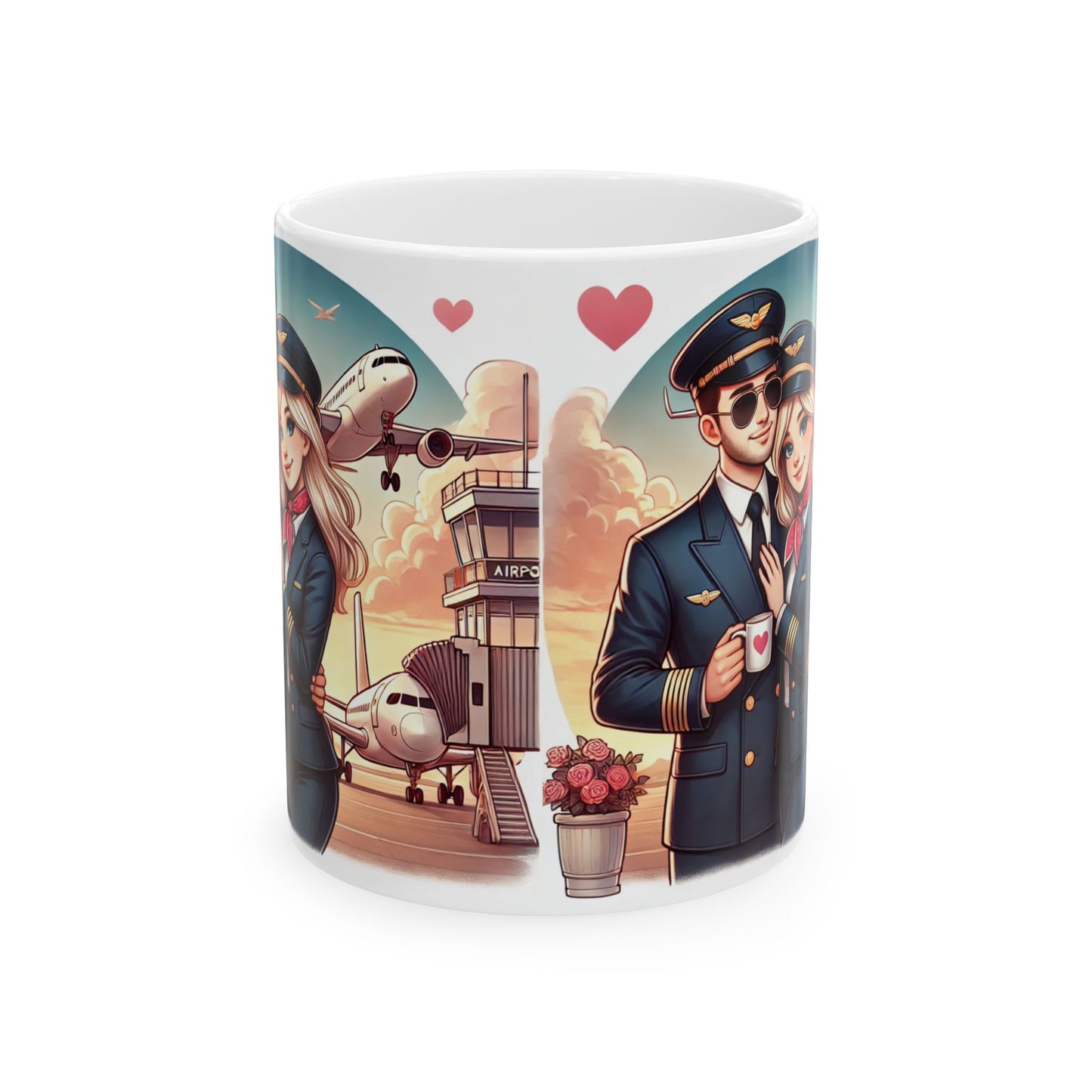 Pilot Love Ceramic Mug - Romantic Airplane Design (11oz, 15oz)